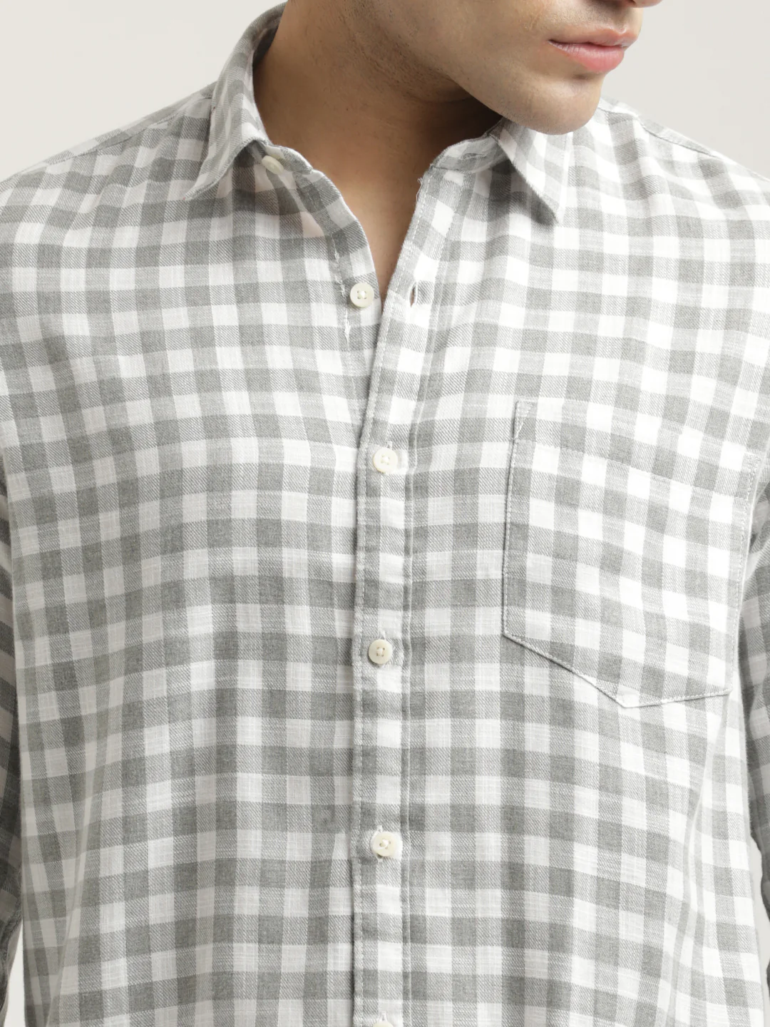 Men Checked Cotton-Linen Shirt - Image 4