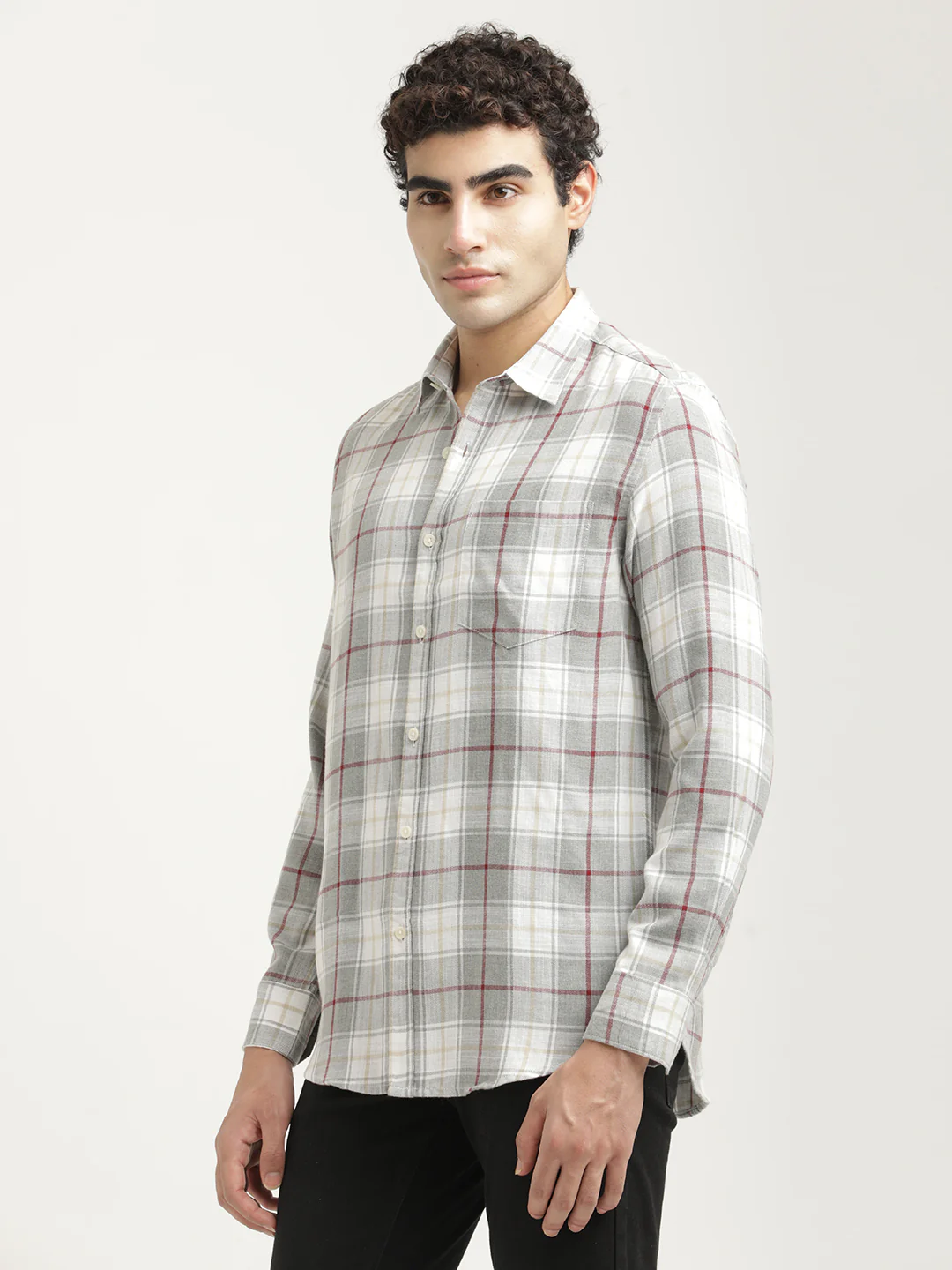 Men Checked Cotton-Linen Shirt - Image 3