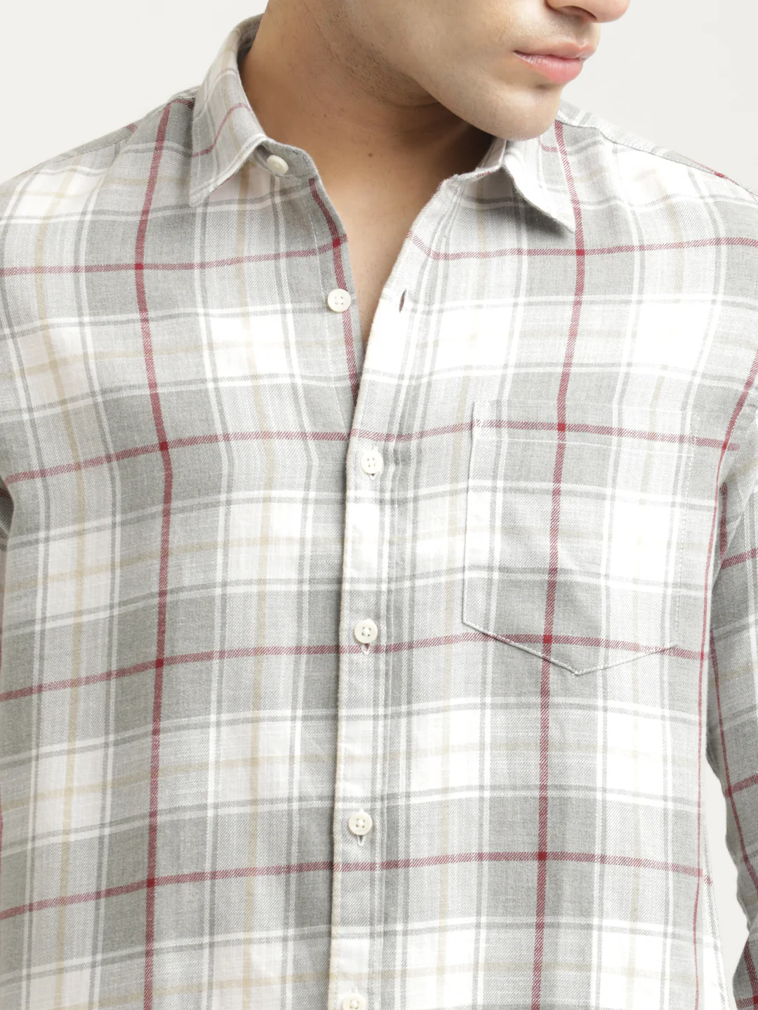 Men Checked Cotton-Linen Shirt - Image 4