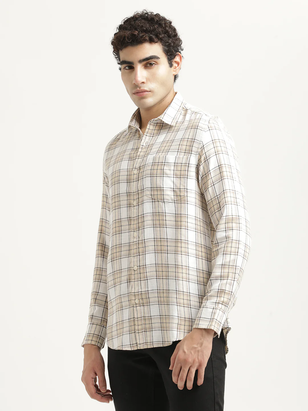 Men Checked Cotton-Linen Shirt - Image 2