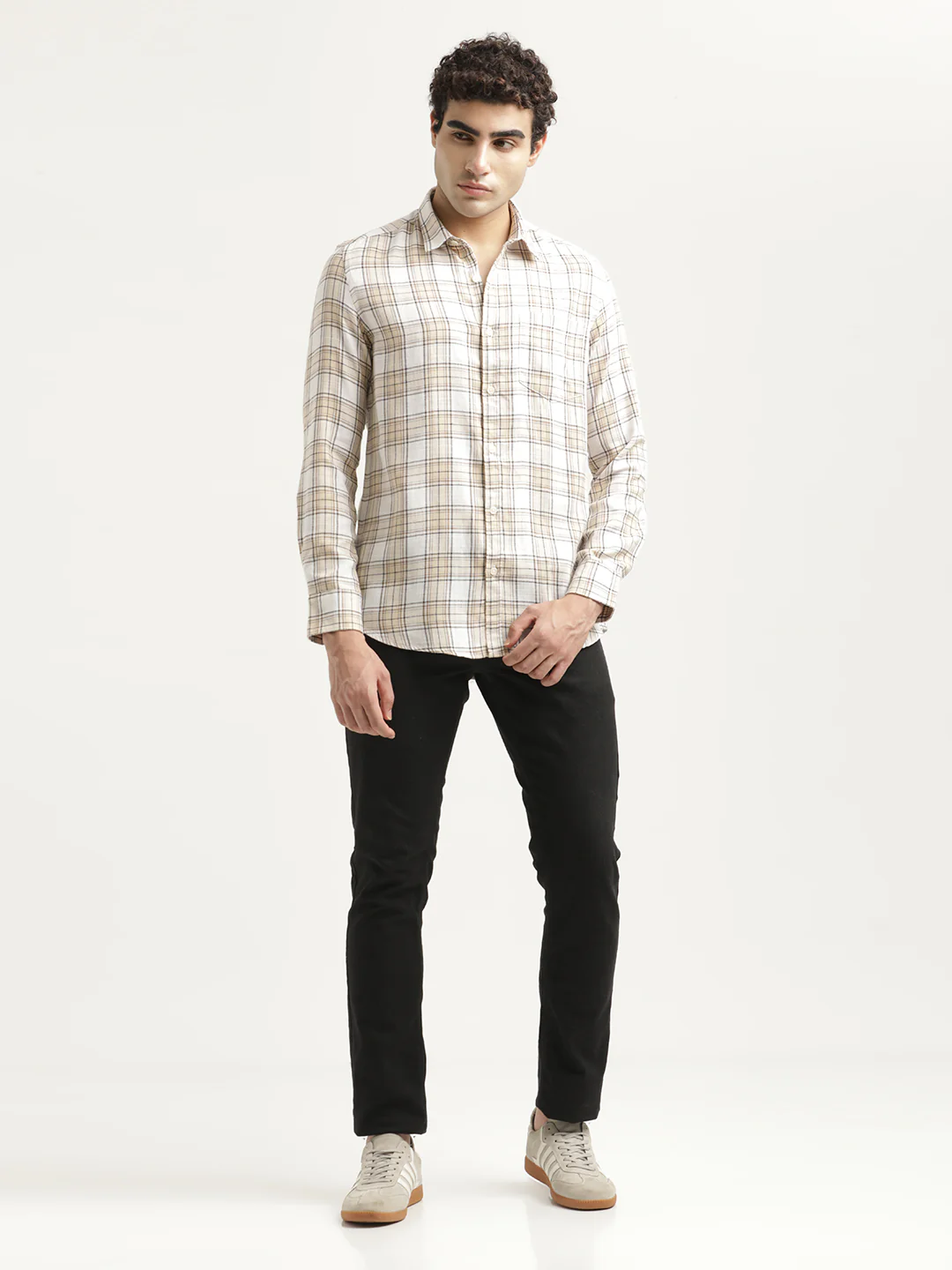Men Checked Cotton-Linen Shirt - Image 4