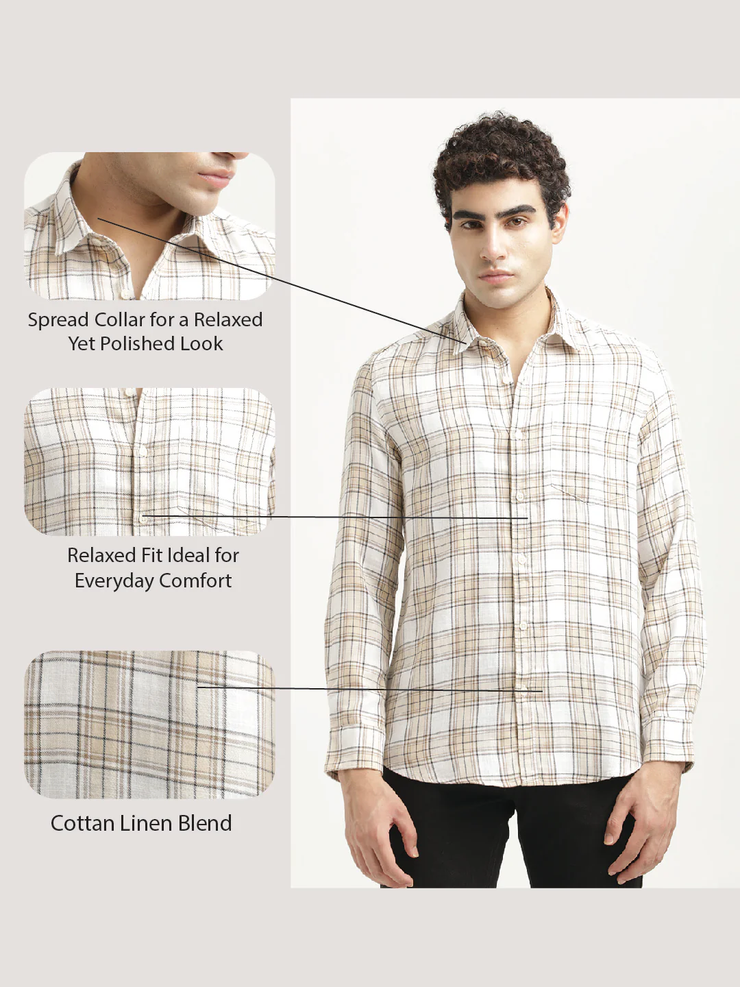 Men Checked Cotton-Linen Shirt - Image 6