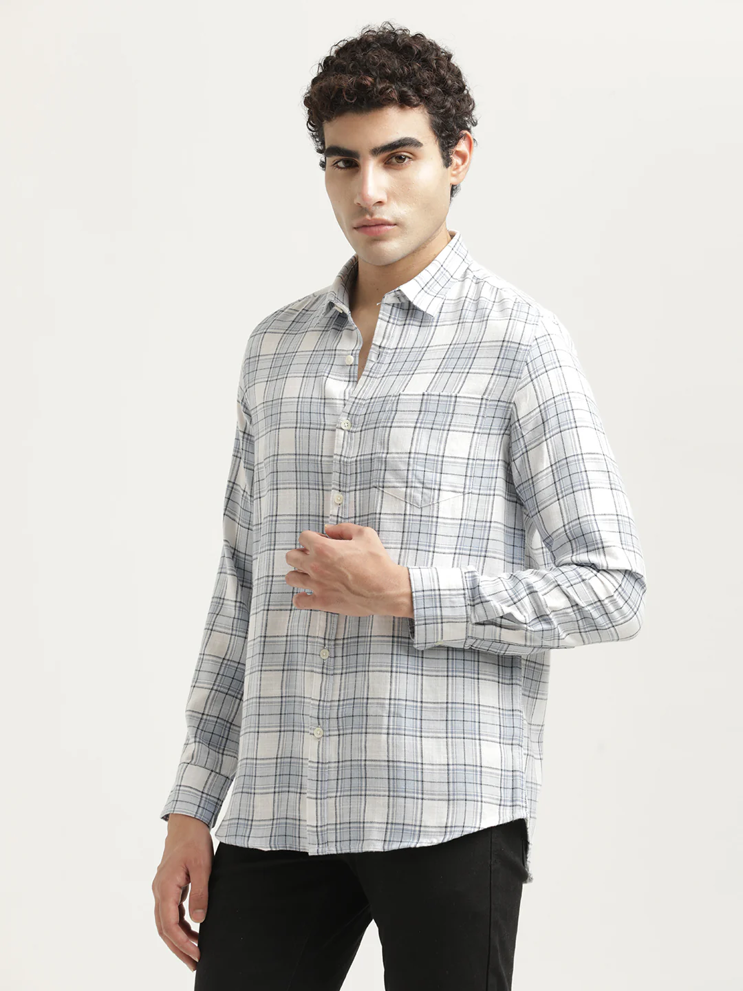 Men Checked Cotton-Linen Shirt - Image 2