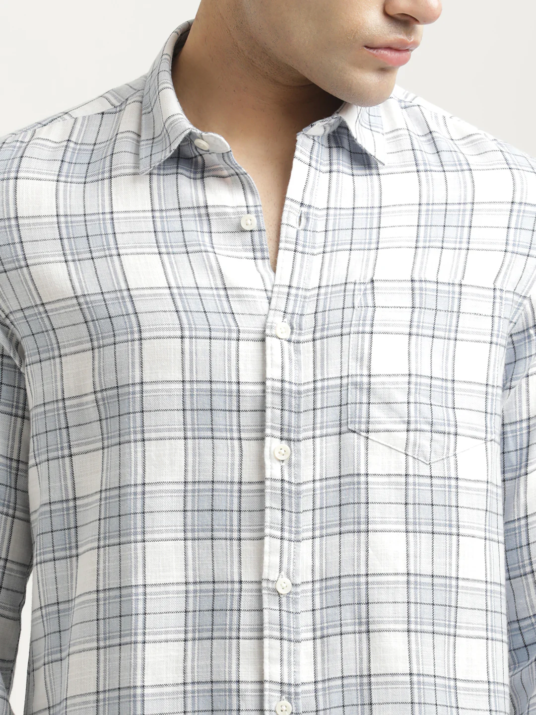 Men Checked Cotton-Linen Shirt - Image 4
