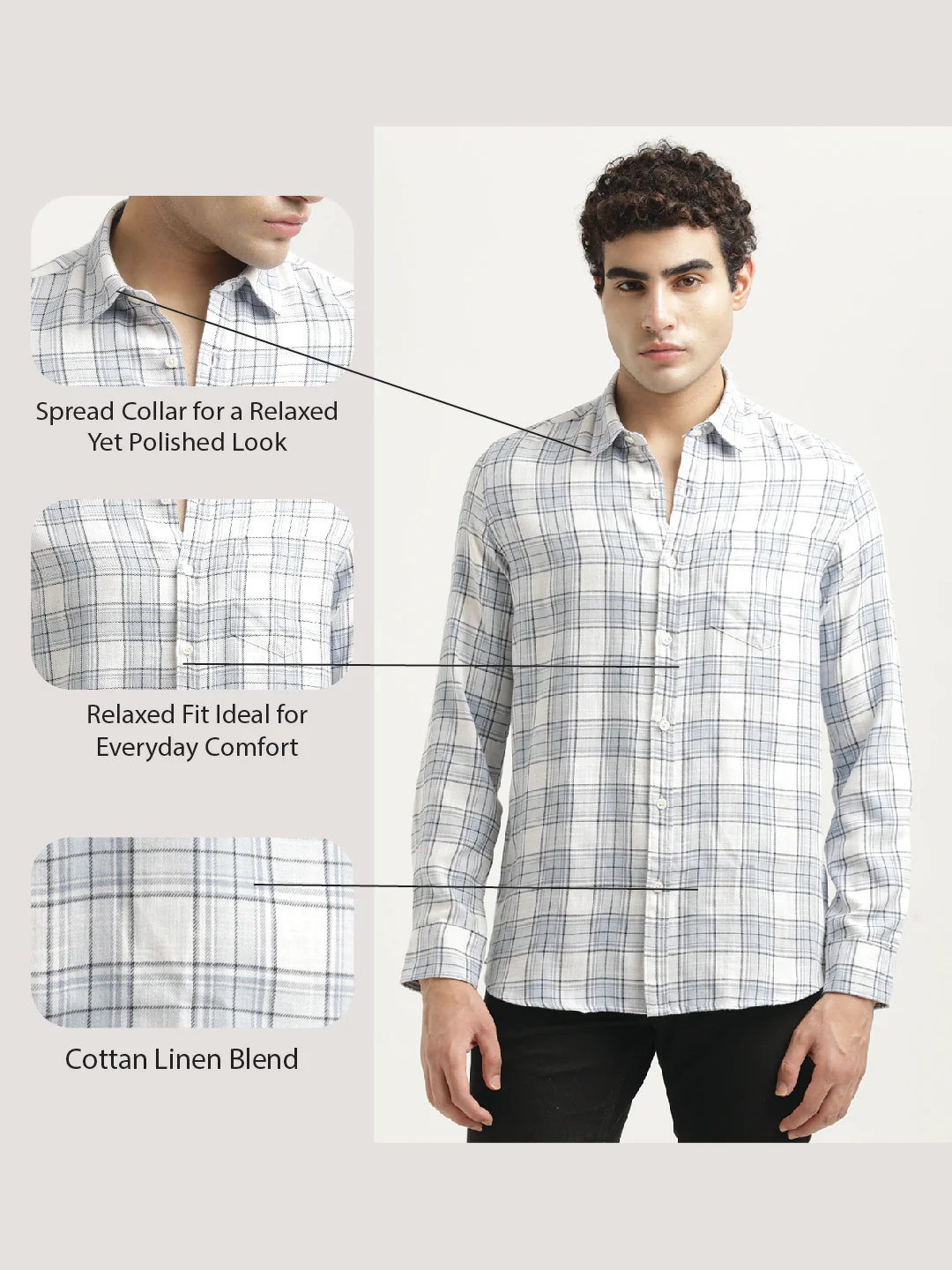 Men Checked Cotton-Linen Shirt - Image 6