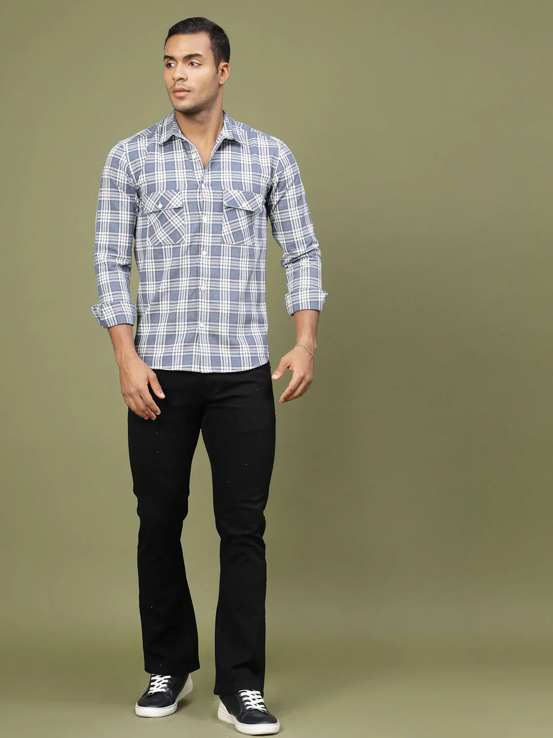 Men Checked Cotton Fabric Utility Shirt - Image 3