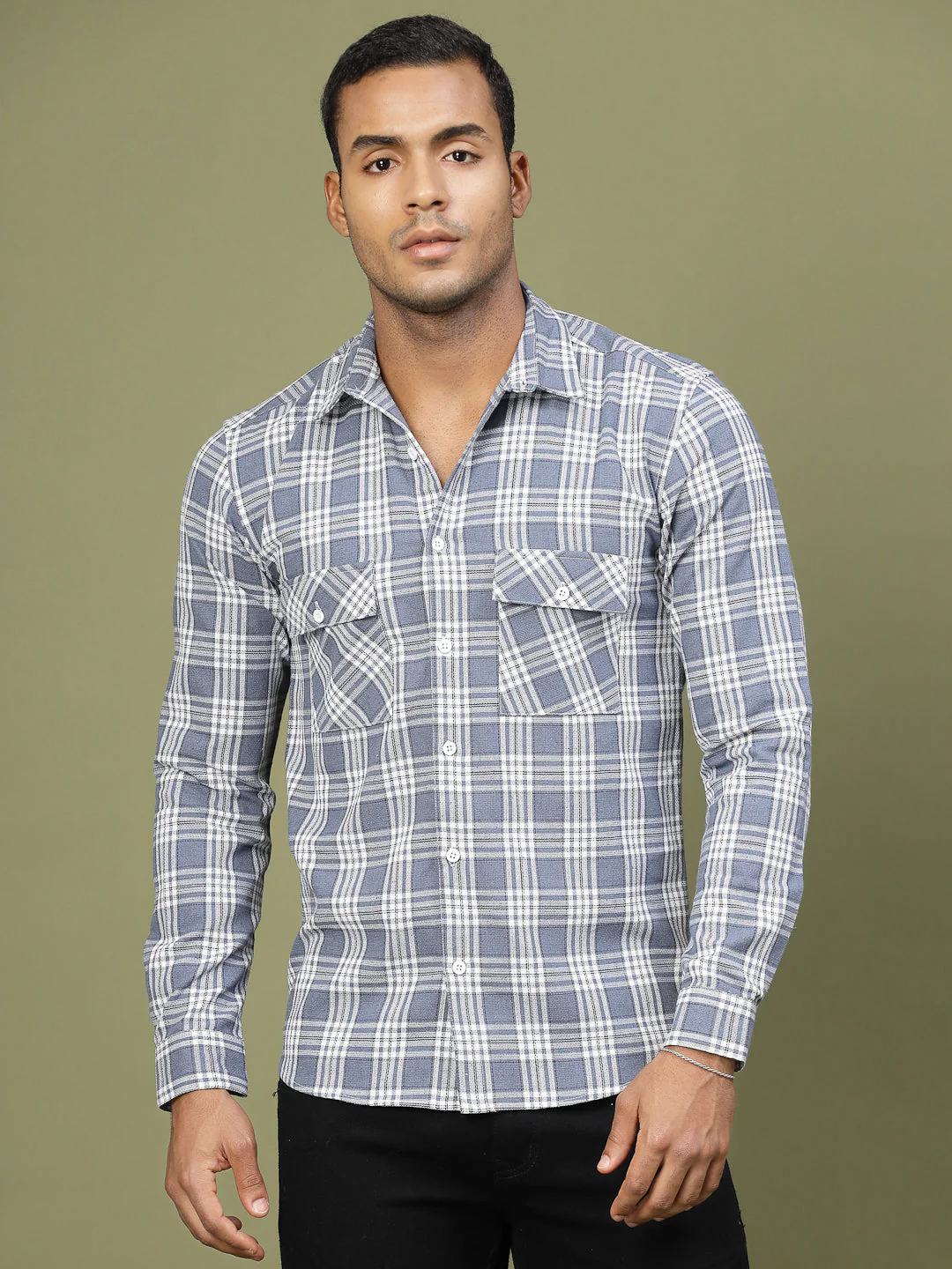 Men Checked Cotton Fabric Utility Shirt - Image 4