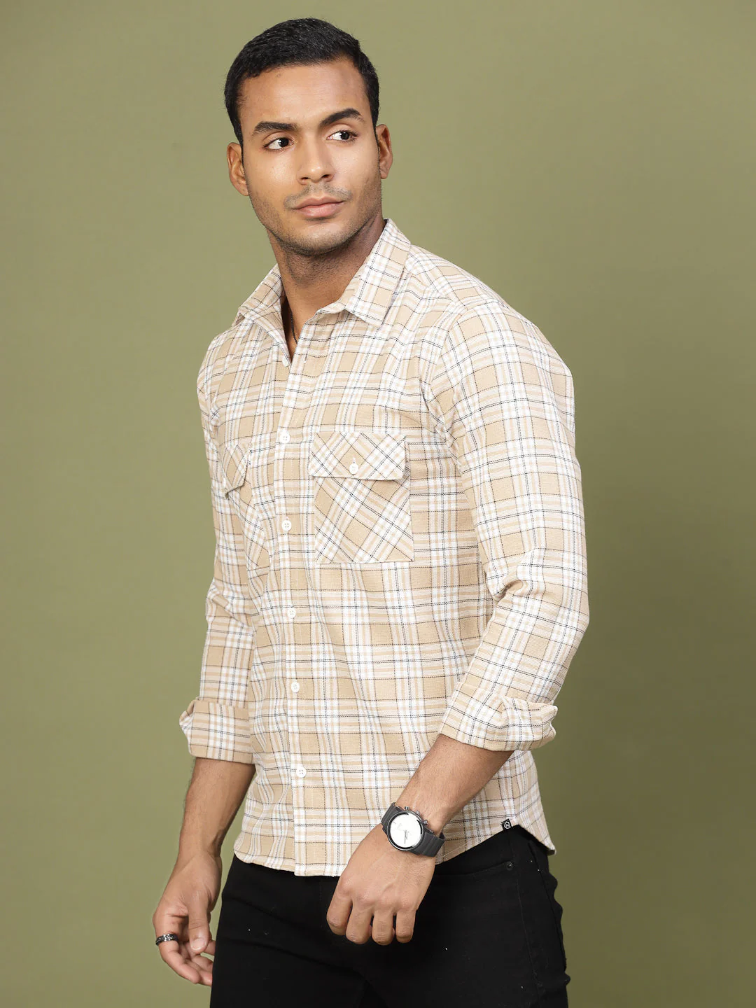 Men Checked Cotton Fabric Utility Shirt - Image 2