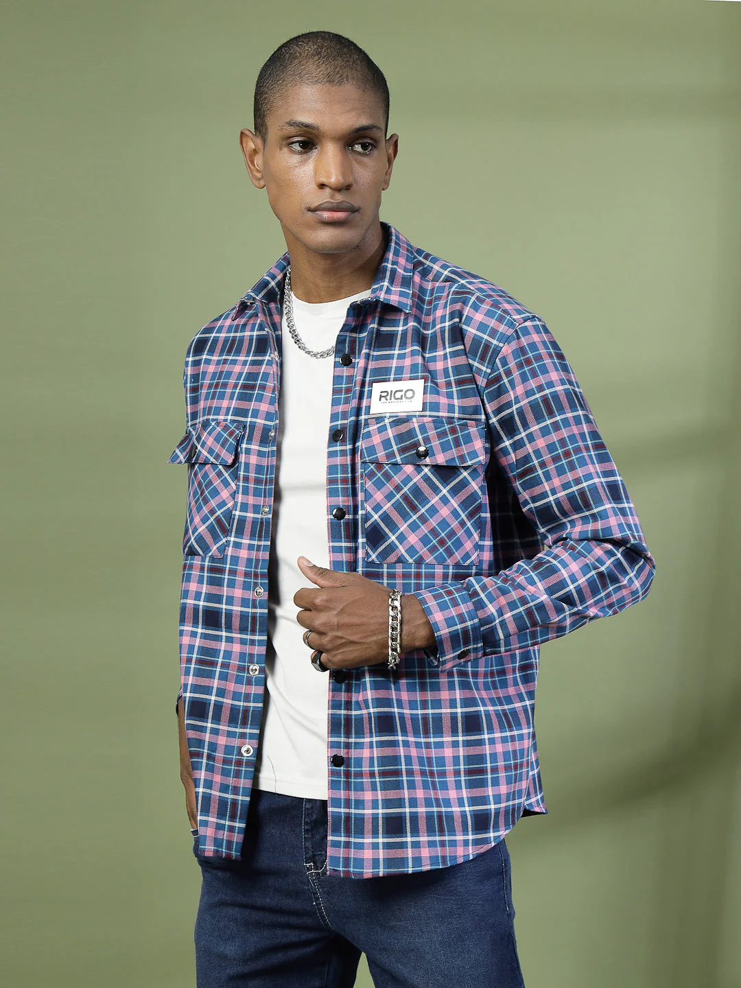 Men Checked Flannel Oversized Shacket - Image 3