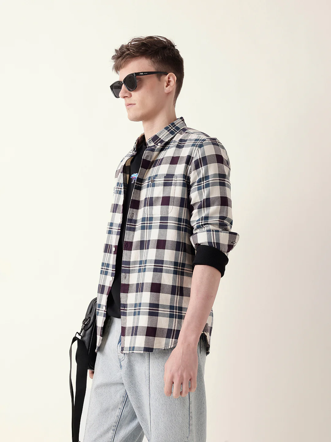 Men Checkered Button-Down Shirt - Image 3