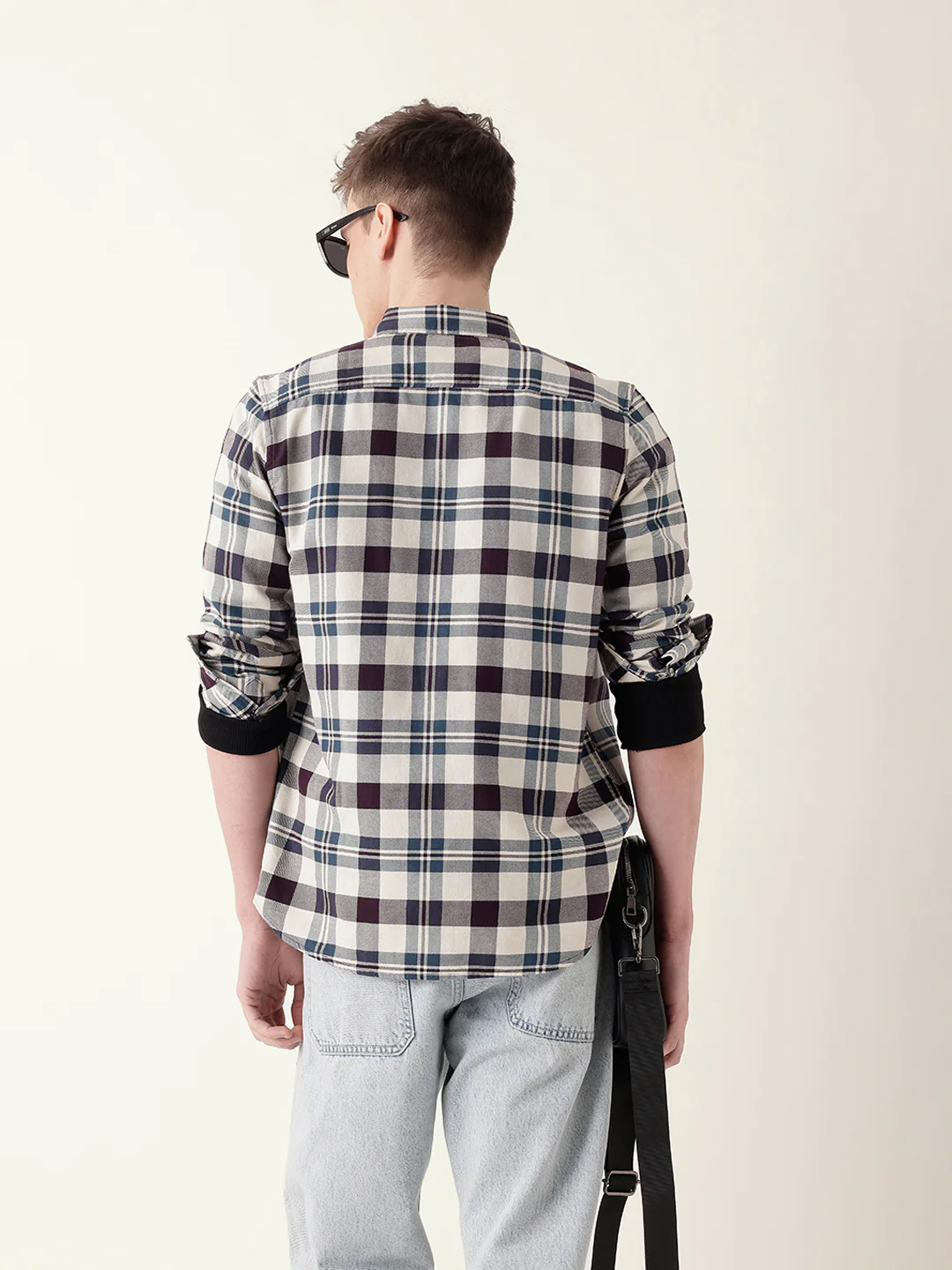 Men Checkered Button-Down Shirt - Image 6