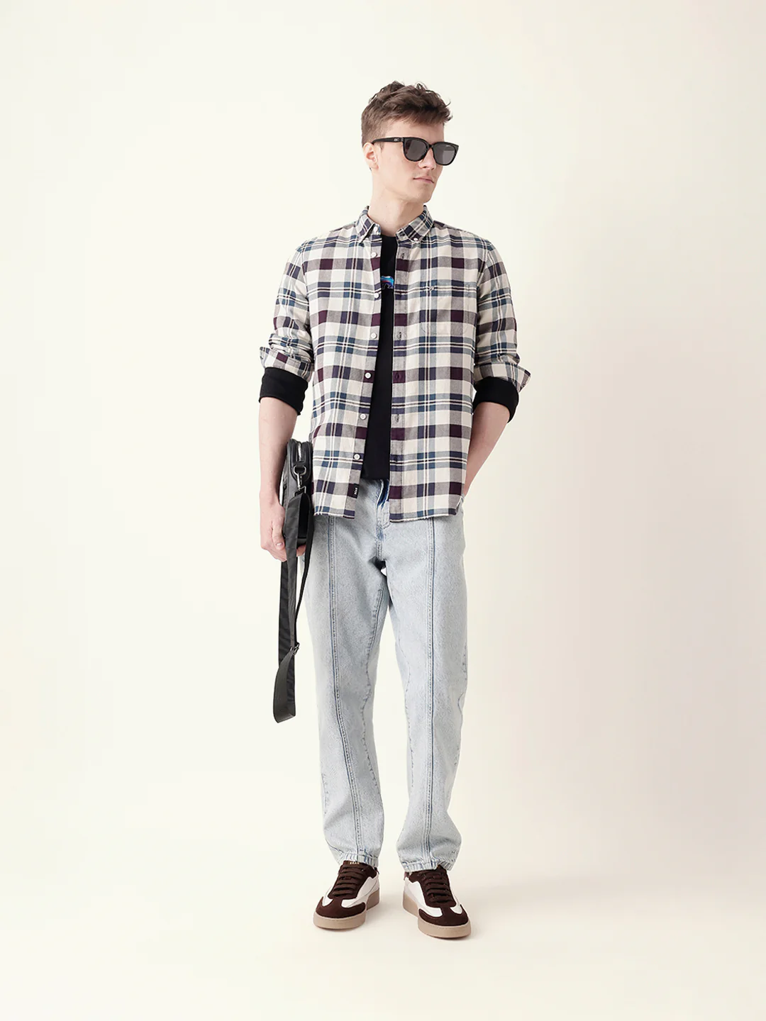 Men Checkered Button-Down Shirt - Image 7
