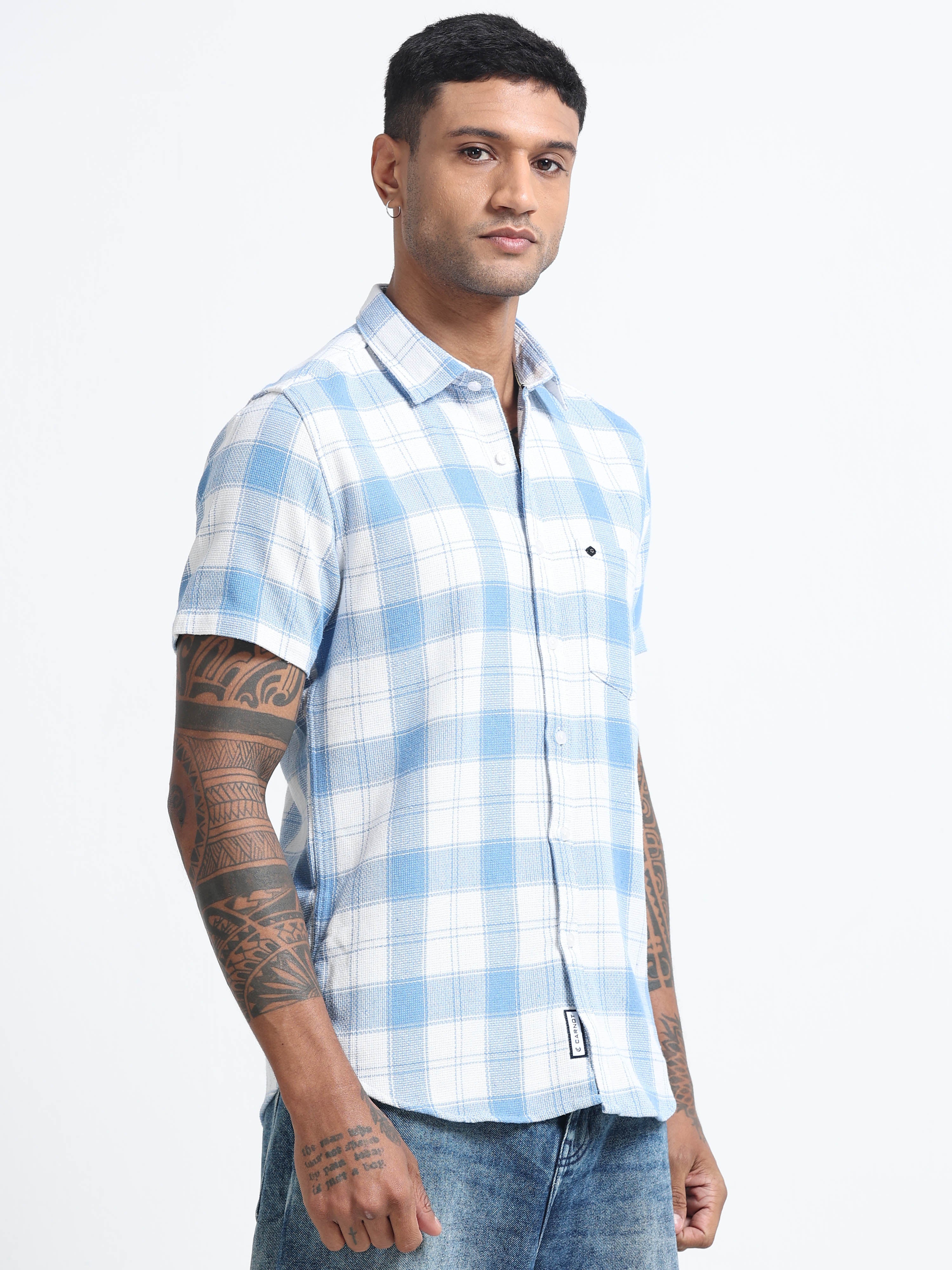 Men Checkered Half Sleeve Casual Shirt - Image 4