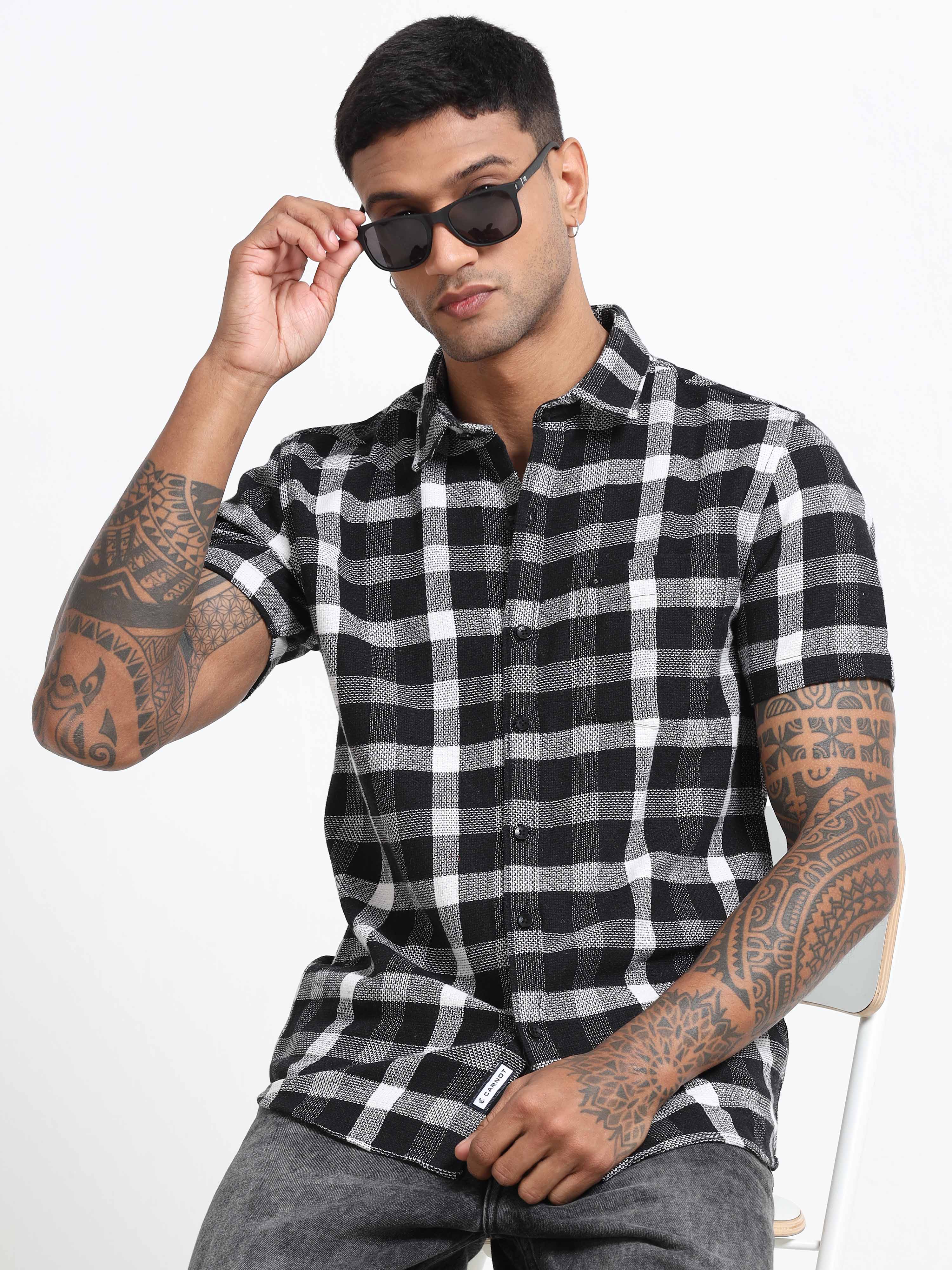 Men Checkered Half Sleeve Casual Shirt - Image 5