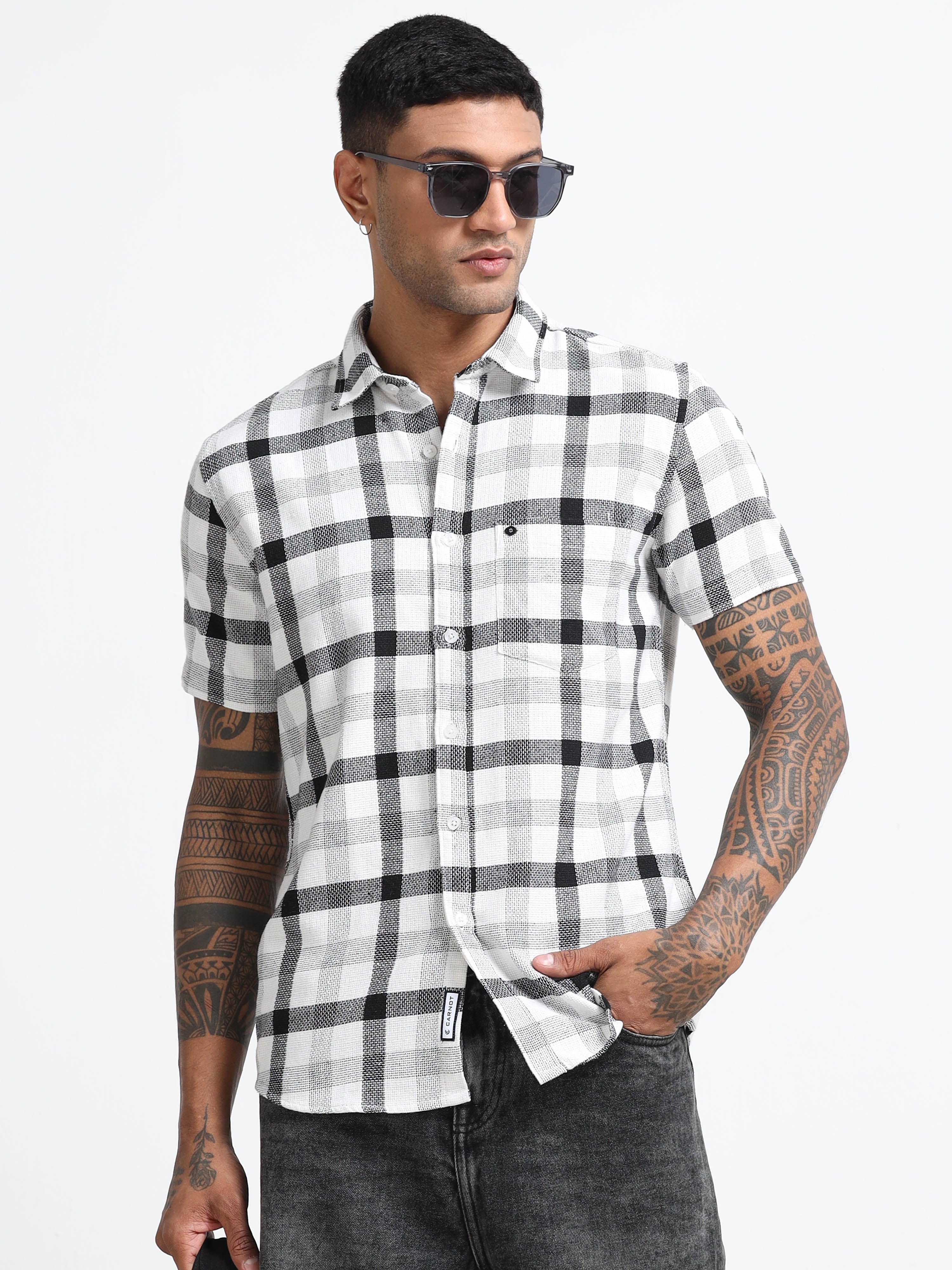 Men Checkered Half Sleeve Casual Shirt - Image 5