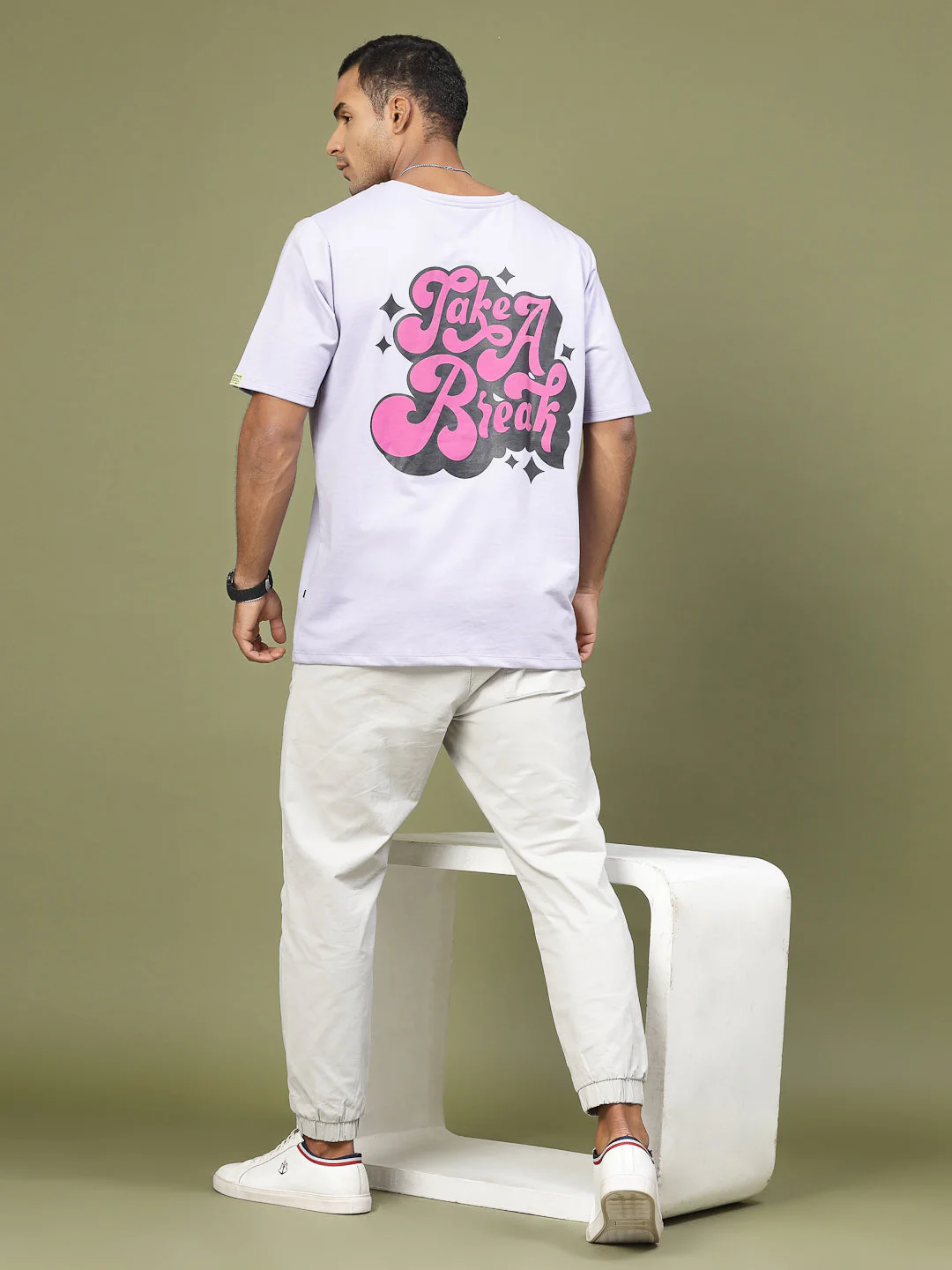 Men Chill Vibes Puff Print Oversized T-Shirt - Image 3