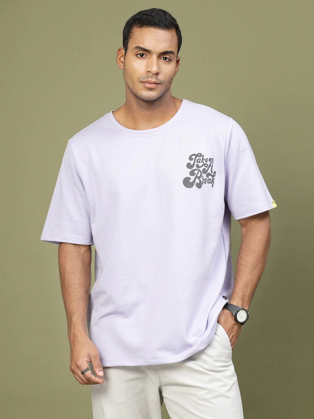 Men Chill Vibes Puff Print Oversized T-Shirt - Image 4