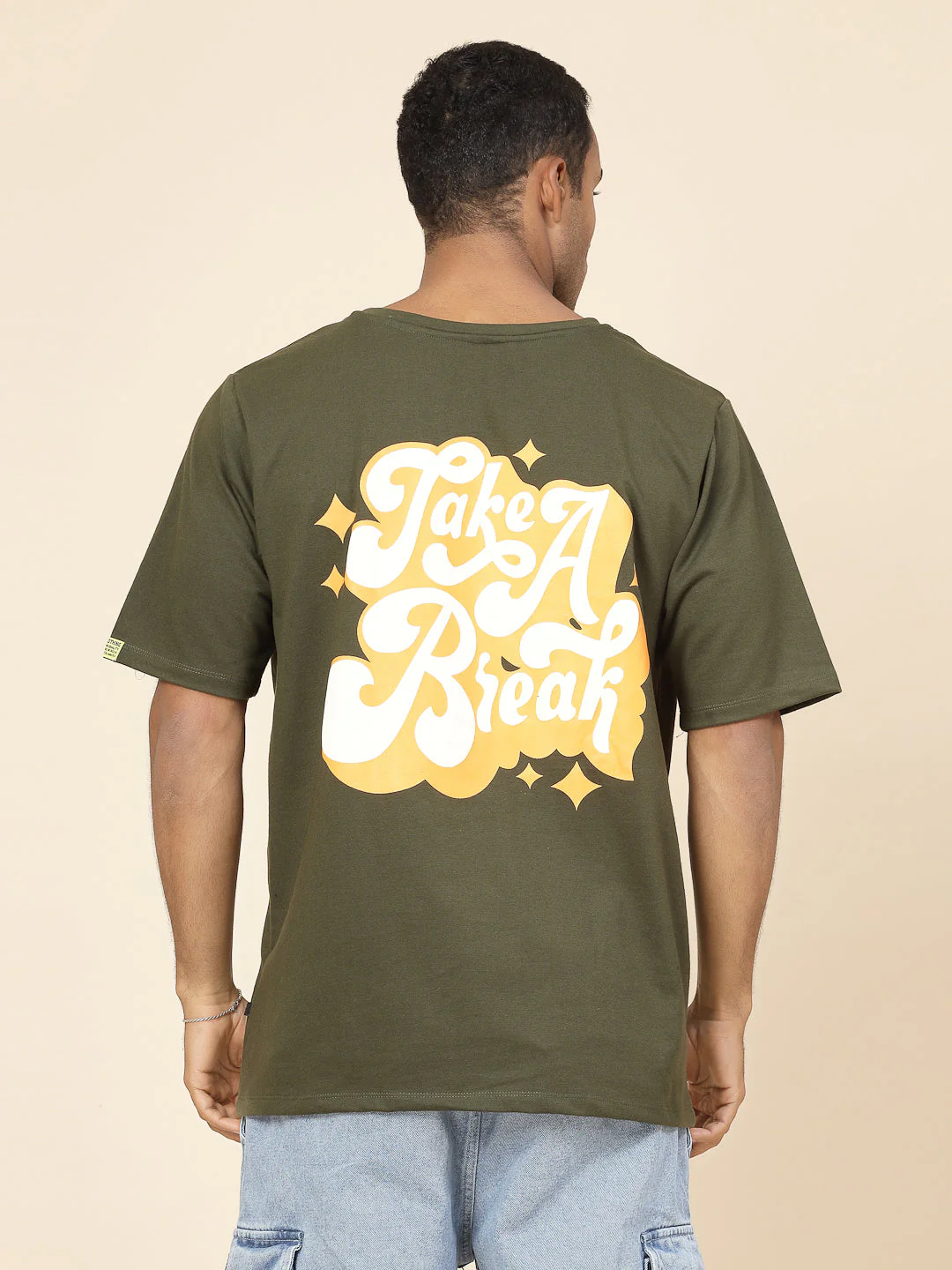 Men Chill Vibes Puff Print Oversized T-Shirt - Image 5