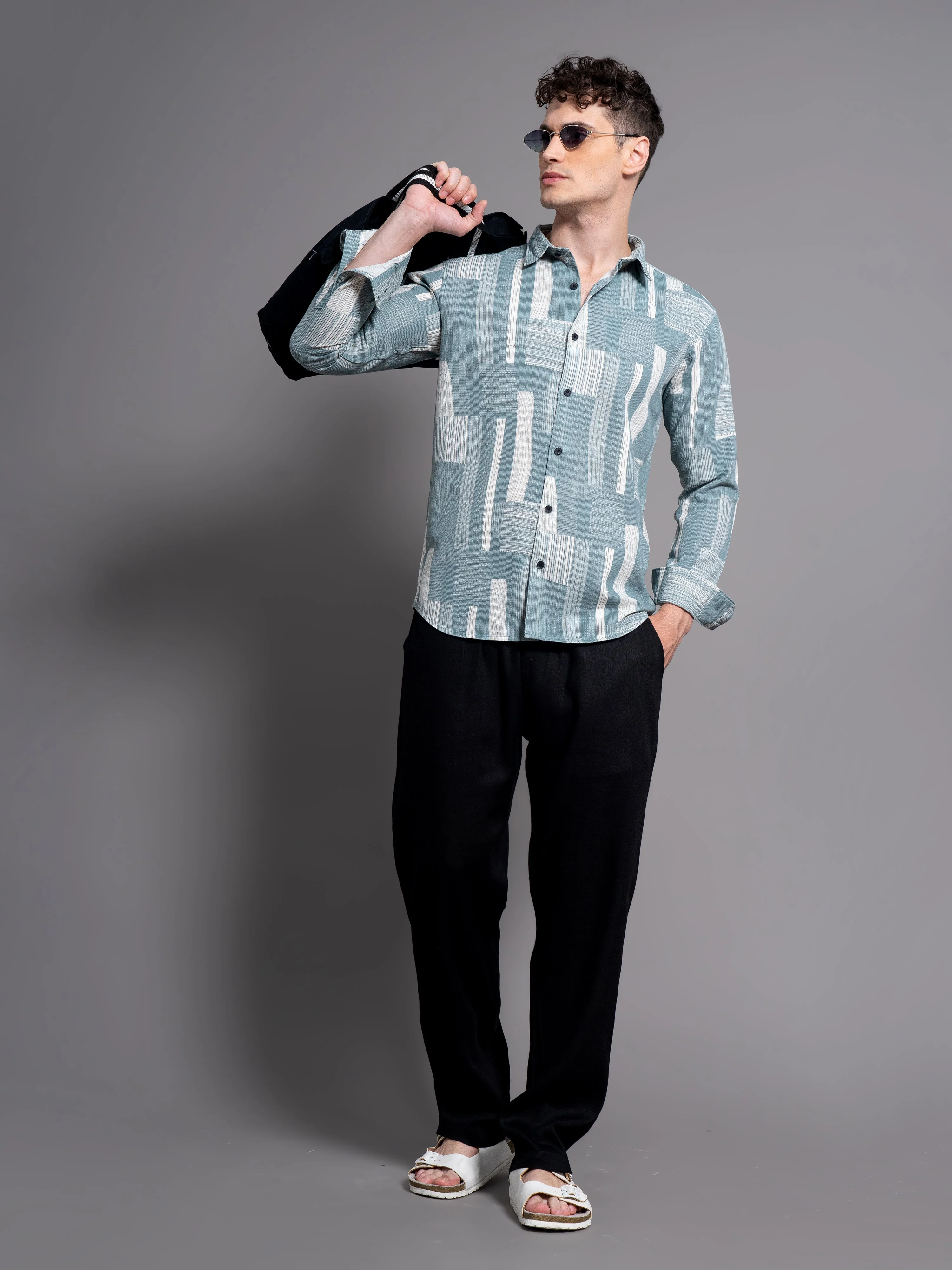 Men Chime White Abstract Shirt - Image 6
