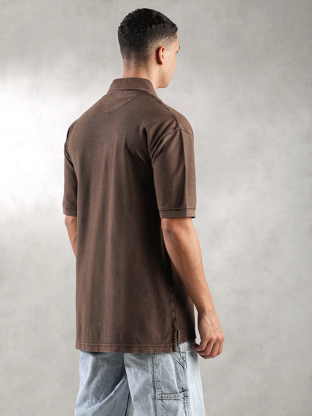 Men Choco Drop Shoulder Oversize Polo T-Shirt - Image 3