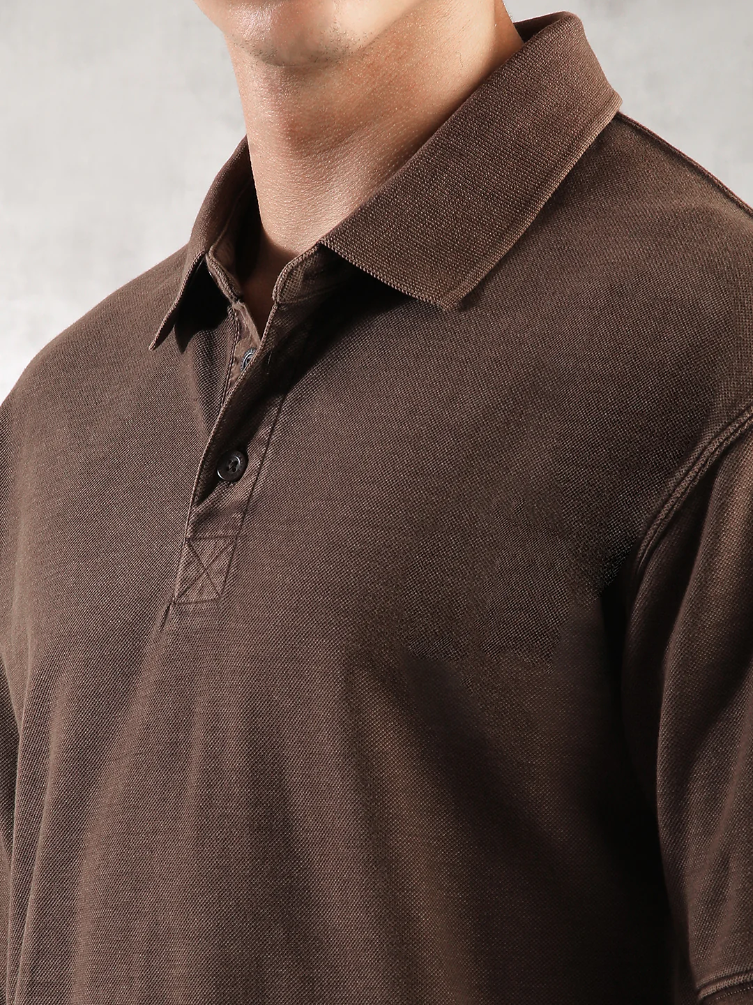 Men Choco Drop Shoulder Oversize Polo T-Shirt - Image 4