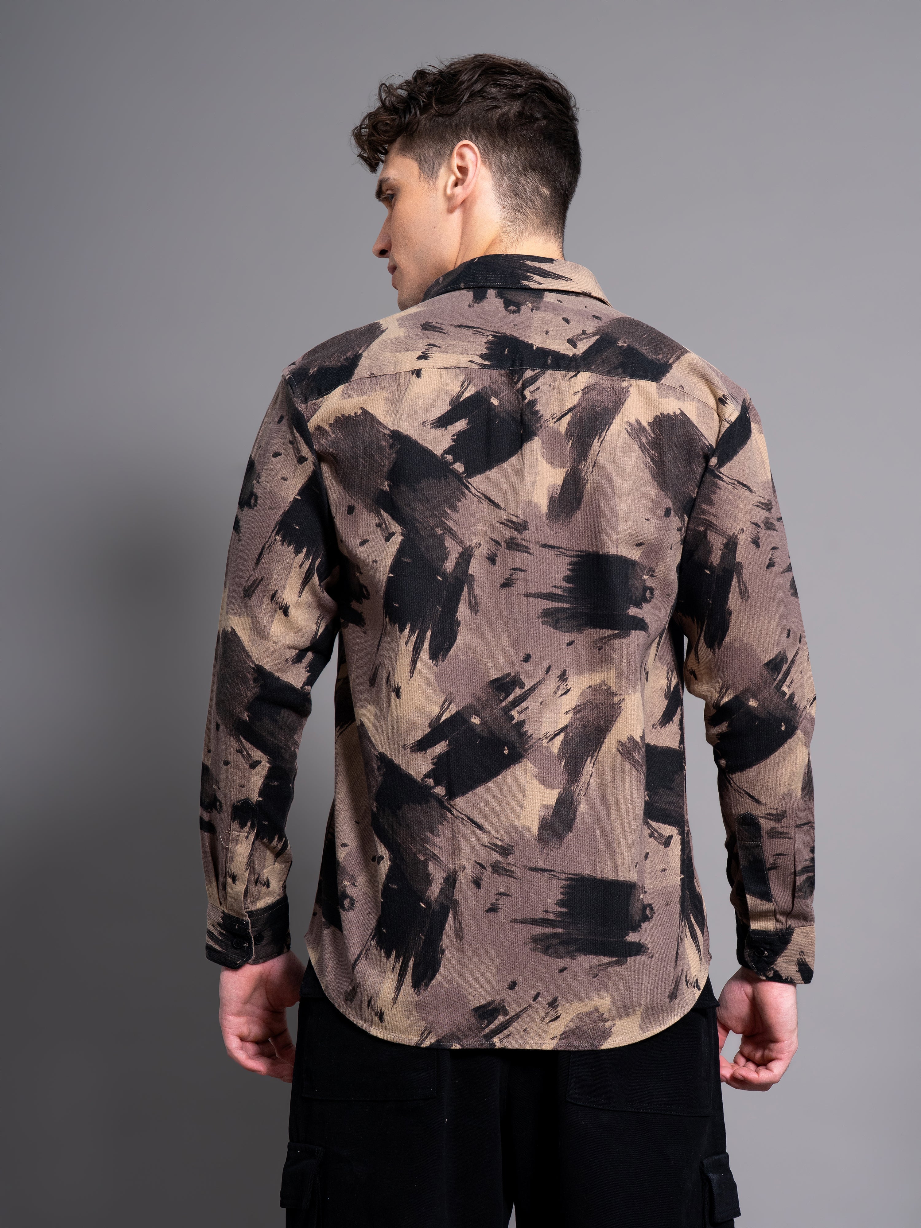 Men Clash Coffee Abstract Shirt - Image 2