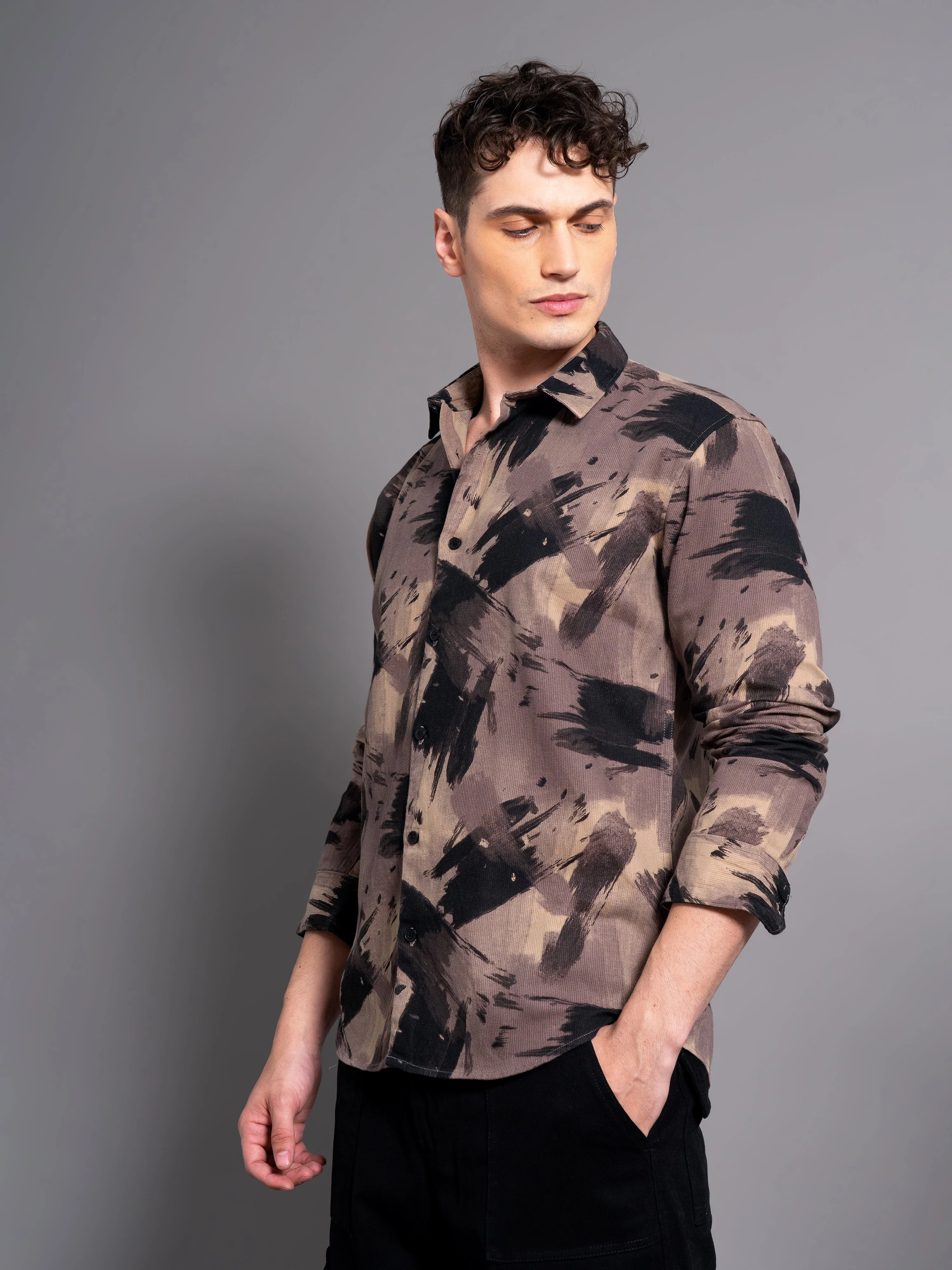 Men Clash Coffee Abstract Shirt - Image 3
