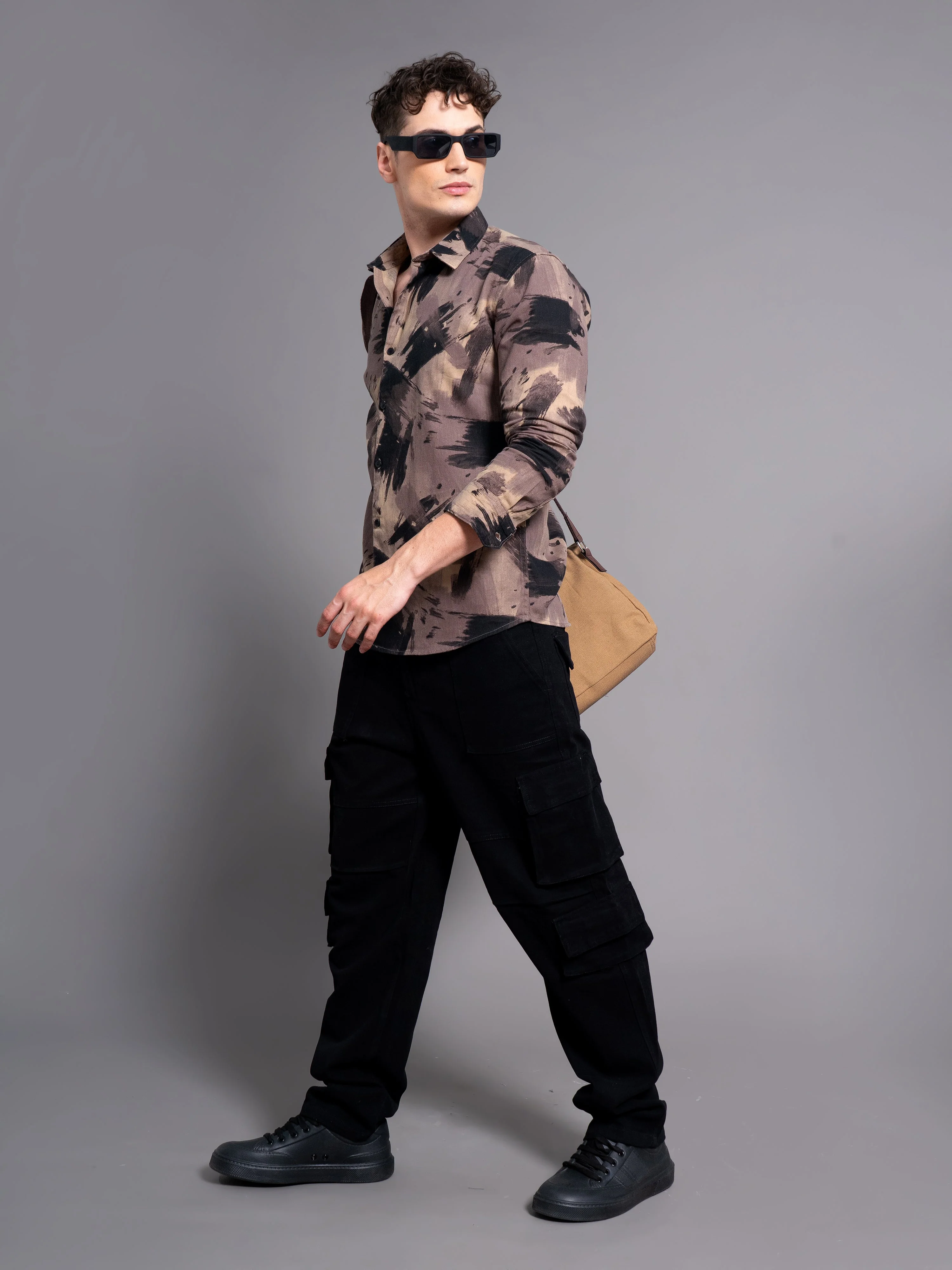 Men Clash Coffee Abstract Shirt - Image 5