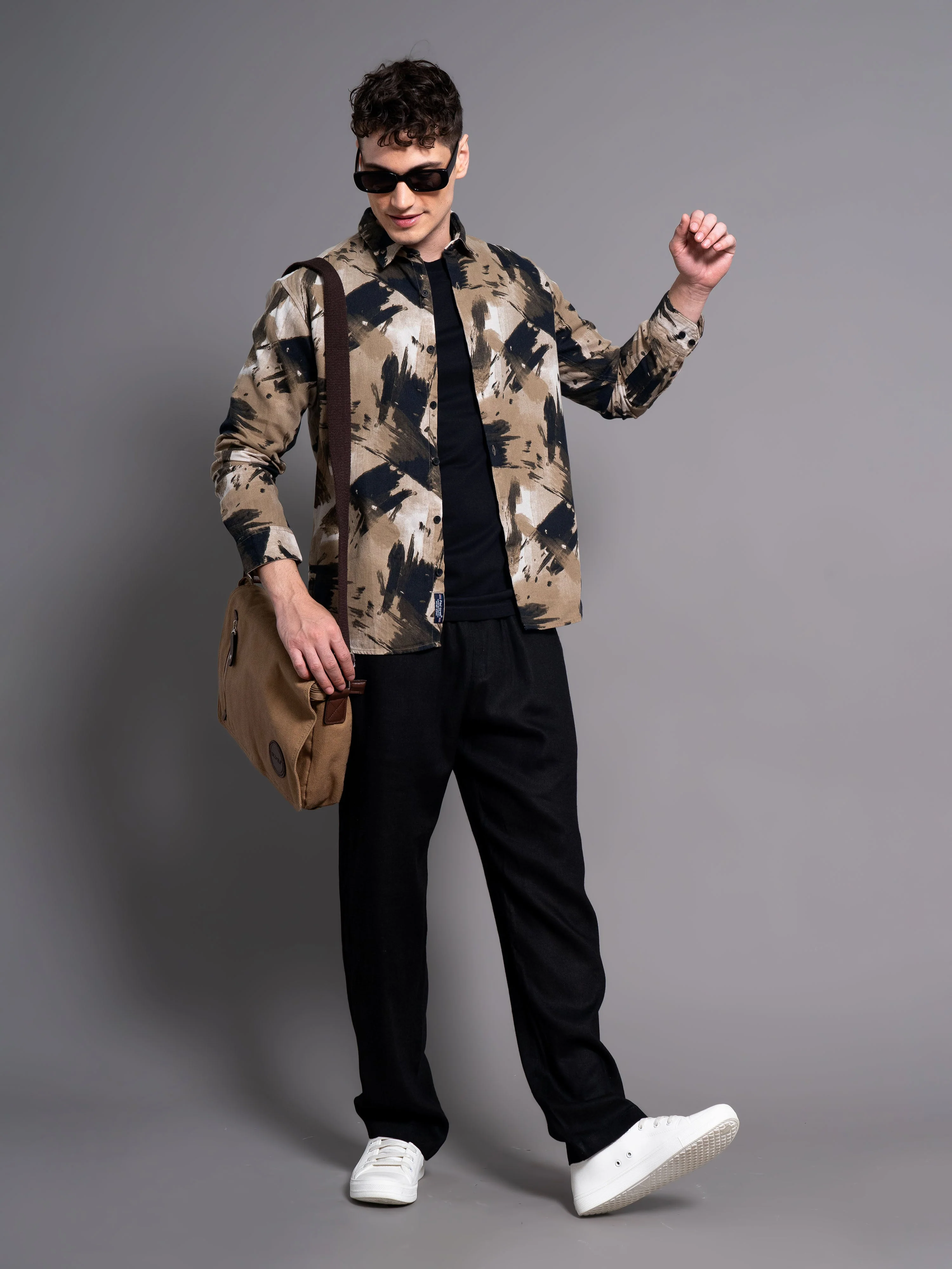 Men Clash Coffee Abstract Shirt - Image 6