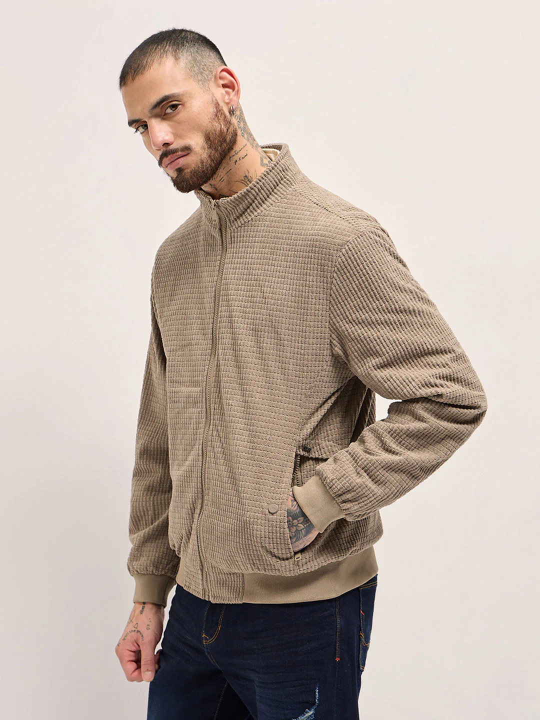 Men Classic Beige Jacket - Image 3