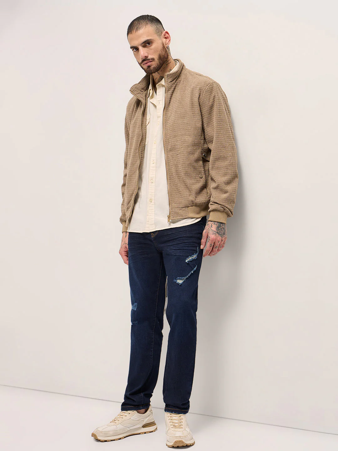 Men Classic Beige Jacket - Image 4
