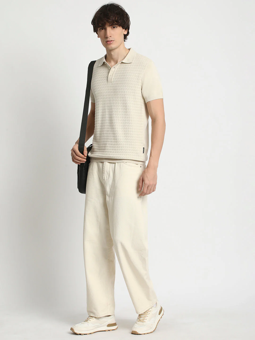 Men  Classic Beige Short Sleeve Polo T-Shirt - Image 5