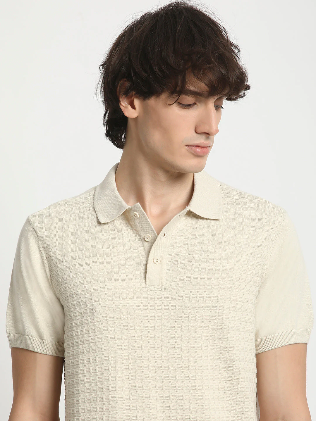 Men  Classic Beige Short Sleeve Polo T-Shirt - Image 6