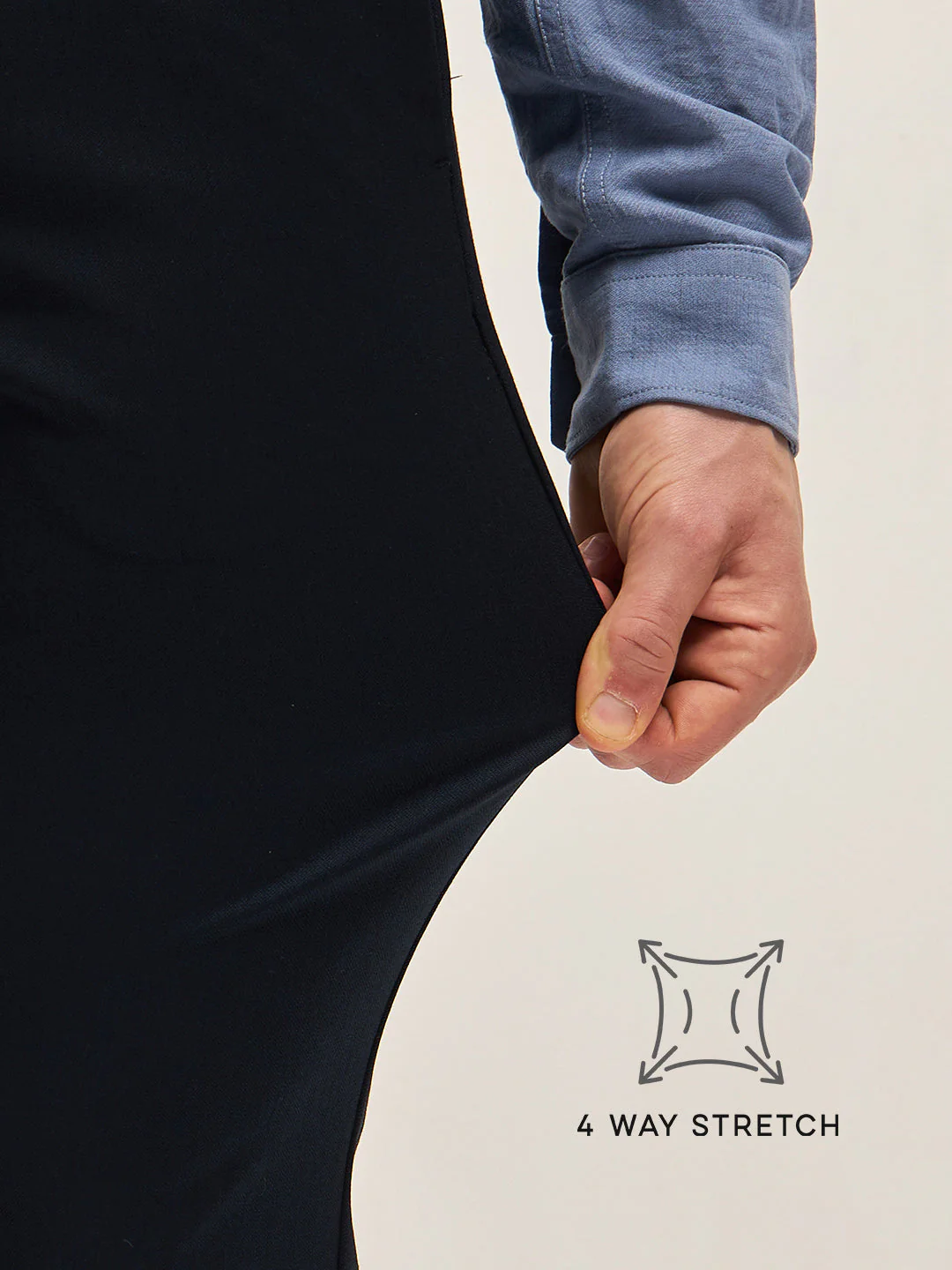 Men Classic Blue Solid 4 Way Stretch Formal Trouser - Image 5