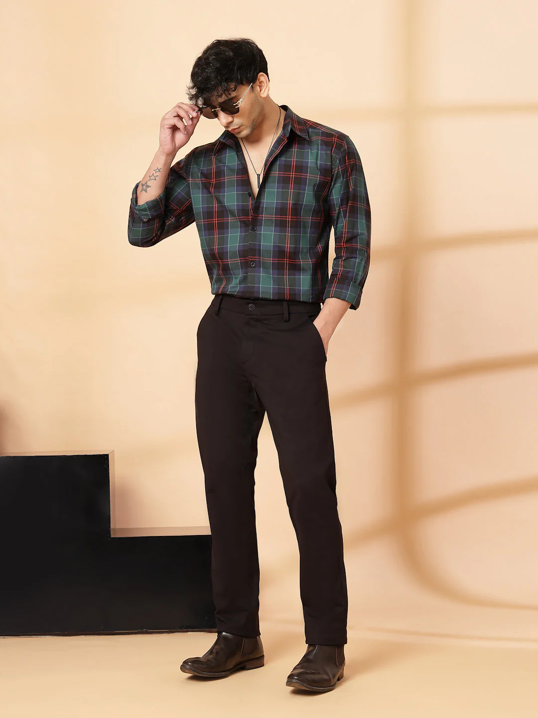 Men Classic Check Poplin Shirt - Image 2