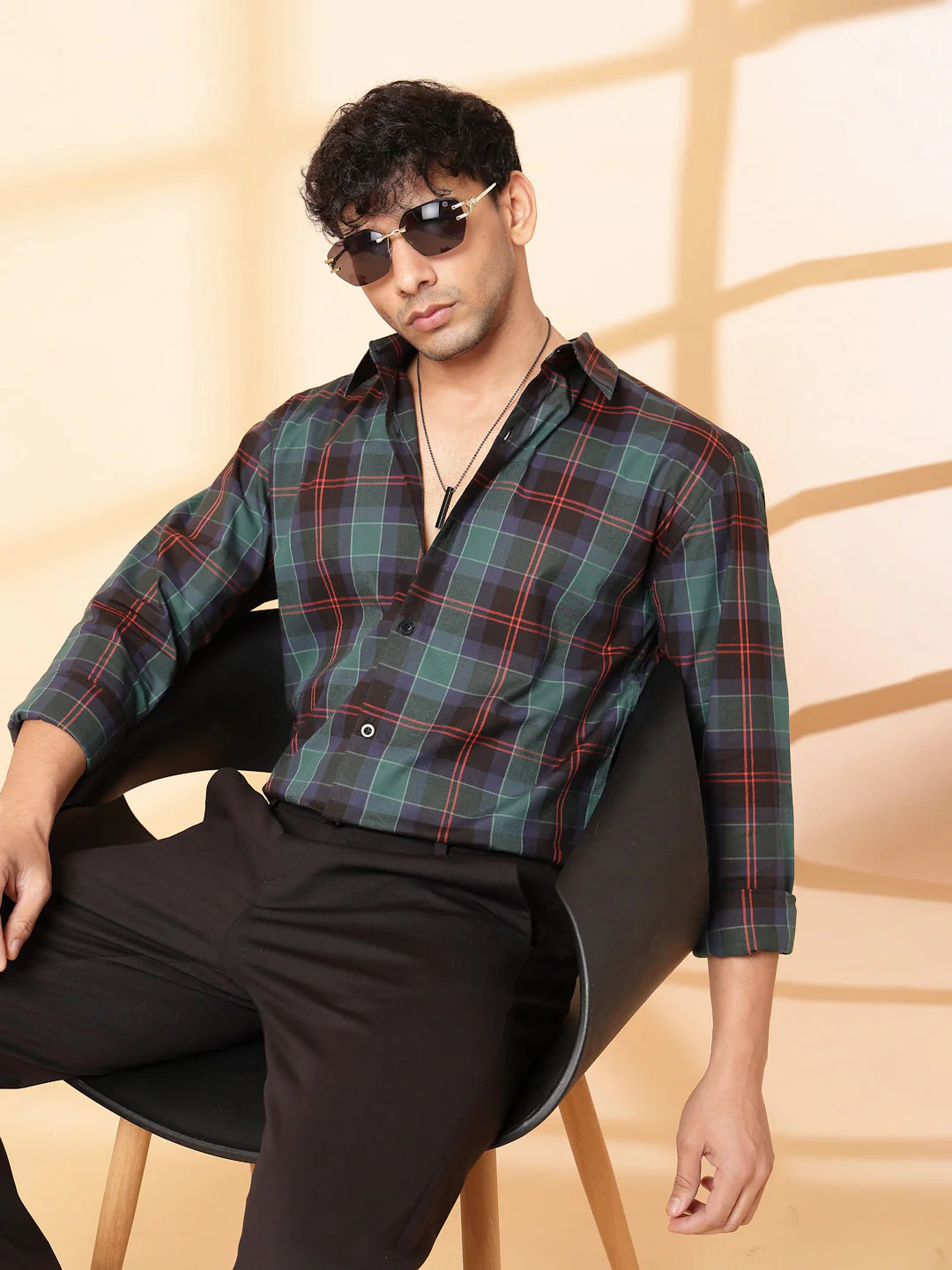 Men Classic Check Poplin Shirt - Image 3