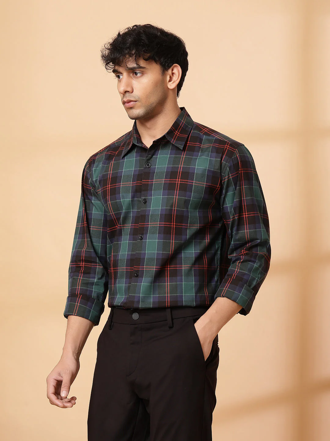 Men Classic Check Poplin Shirt - Image 4
