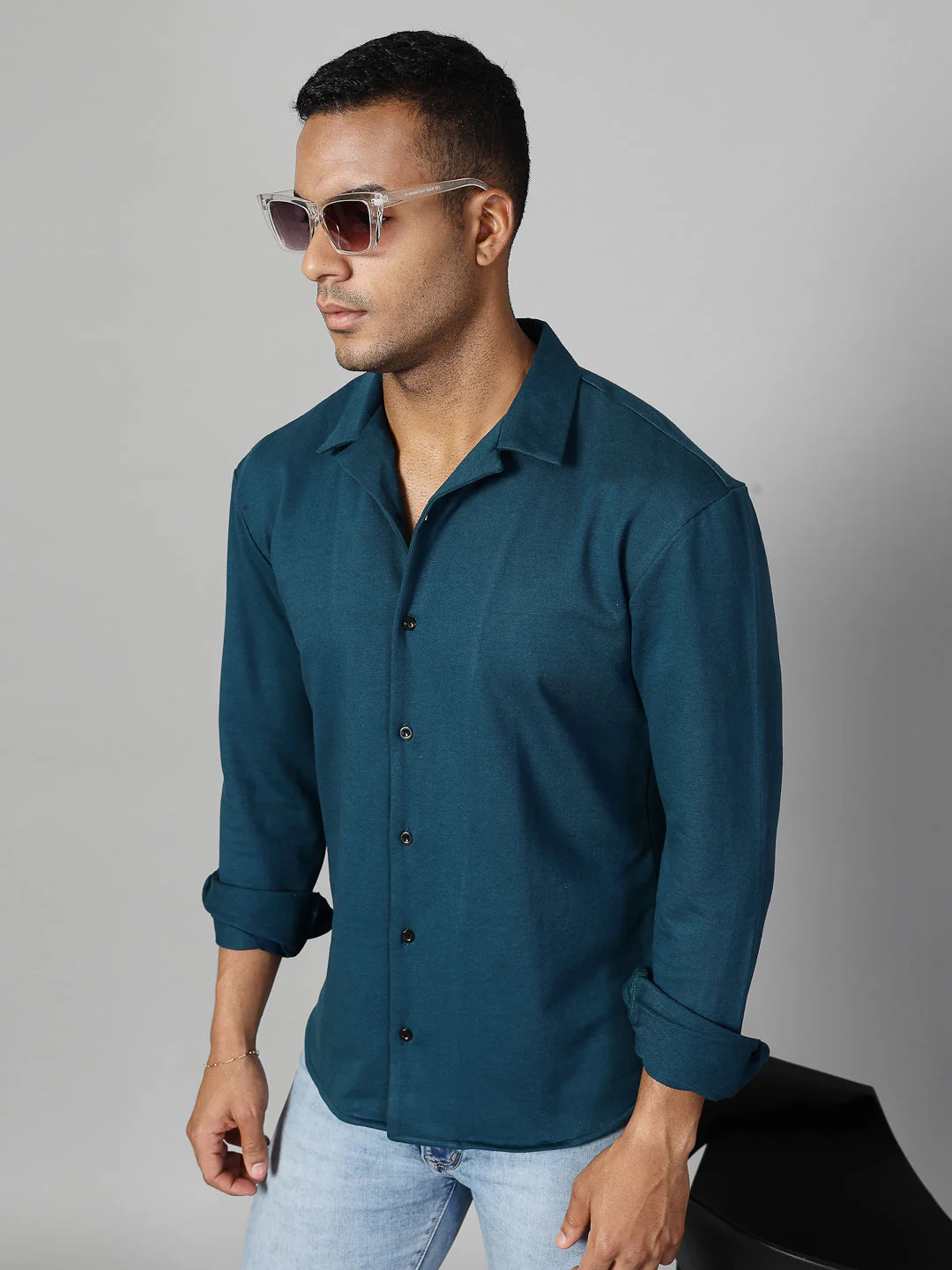 Men Classic Cuban Collar Terry Shirt - Image 2