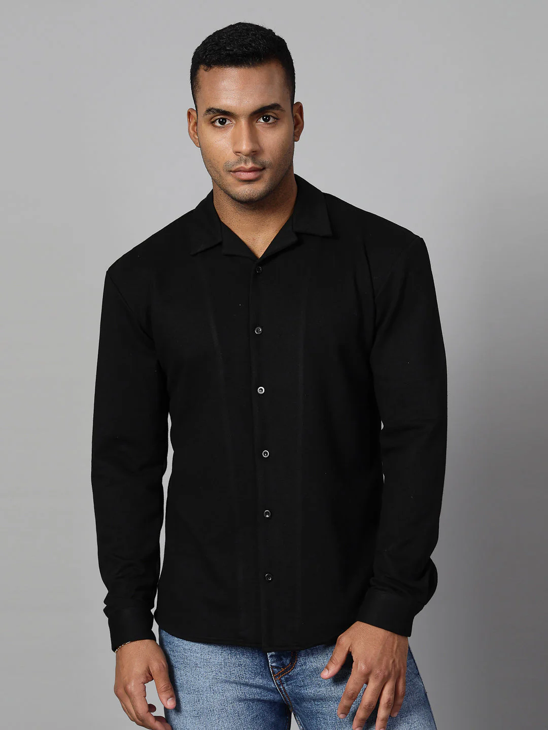 Men Classic Cuban Collar Terry Shirt - Image 4