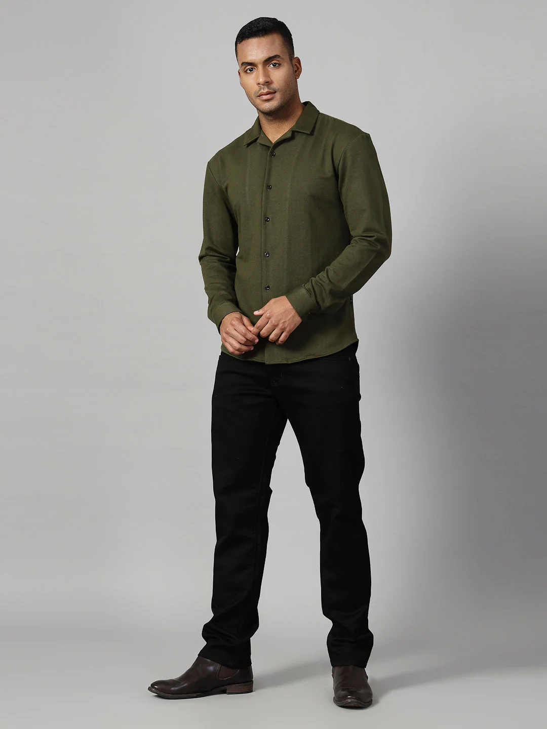 Men Classic Cuban Collar Terry Shirt - Image 2