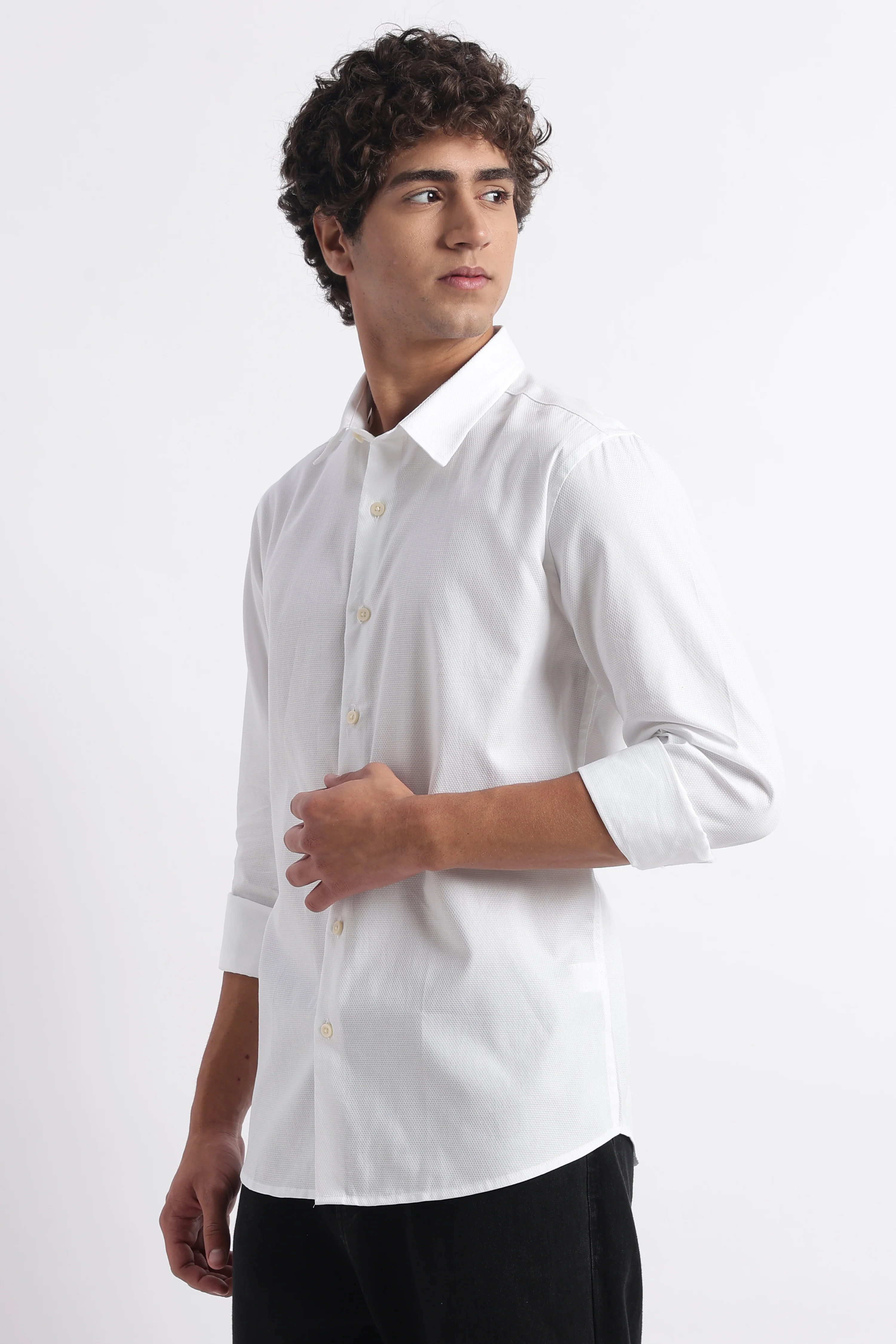 Men Classic Dobby Solid Shirt - Image 4