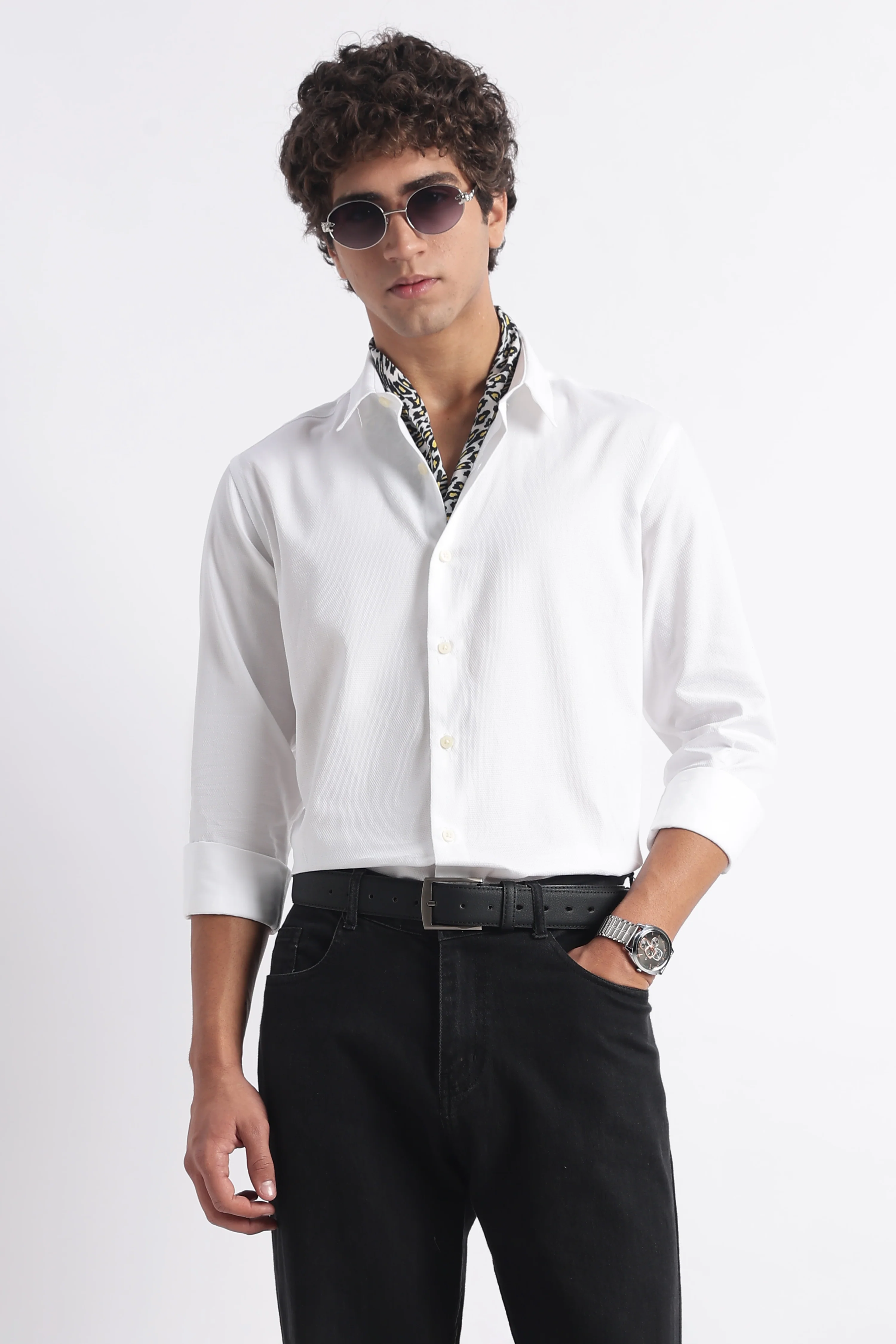 Men Classic Dobby Solid Shirt - Image 5