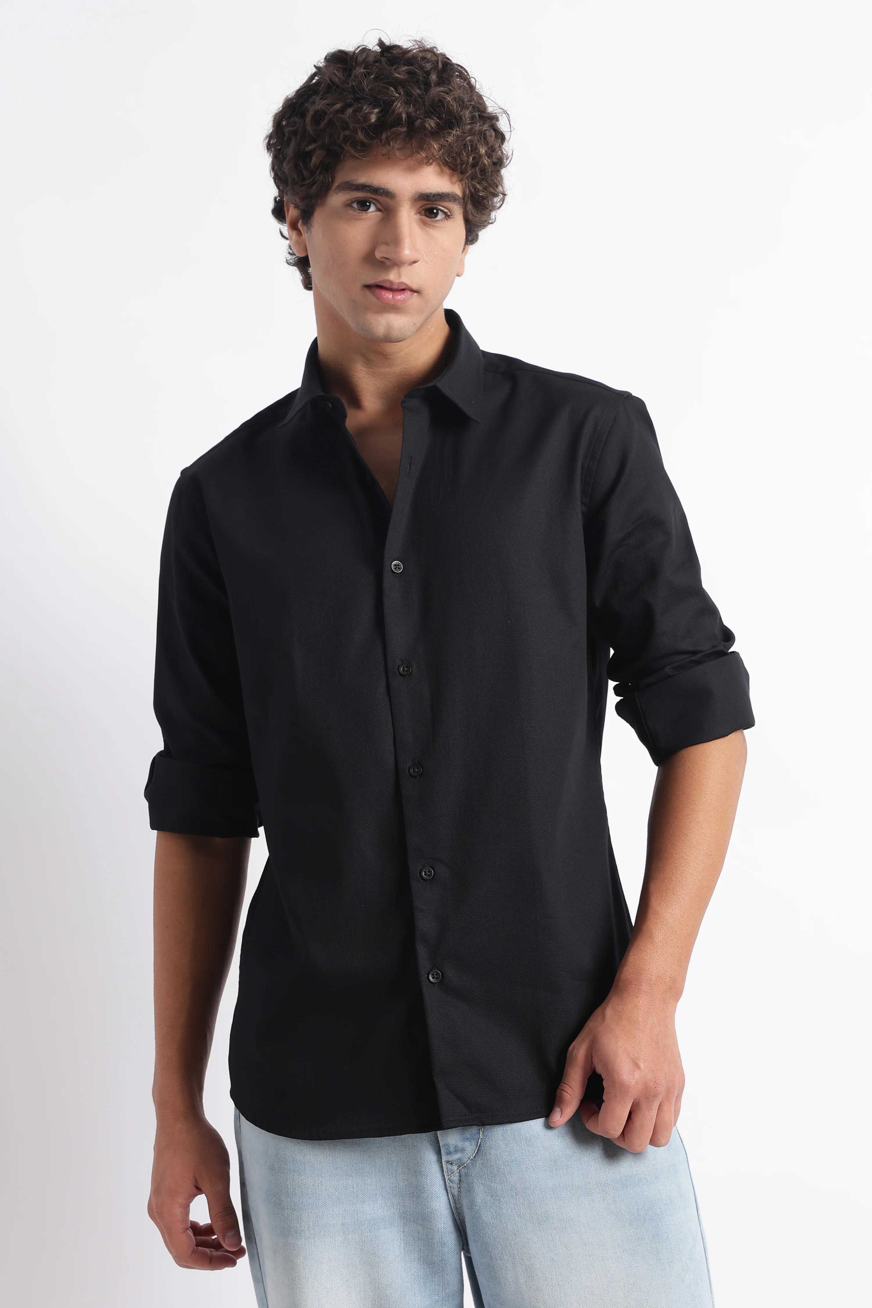 Men Classic Dobby Solid Shirt - Image 2