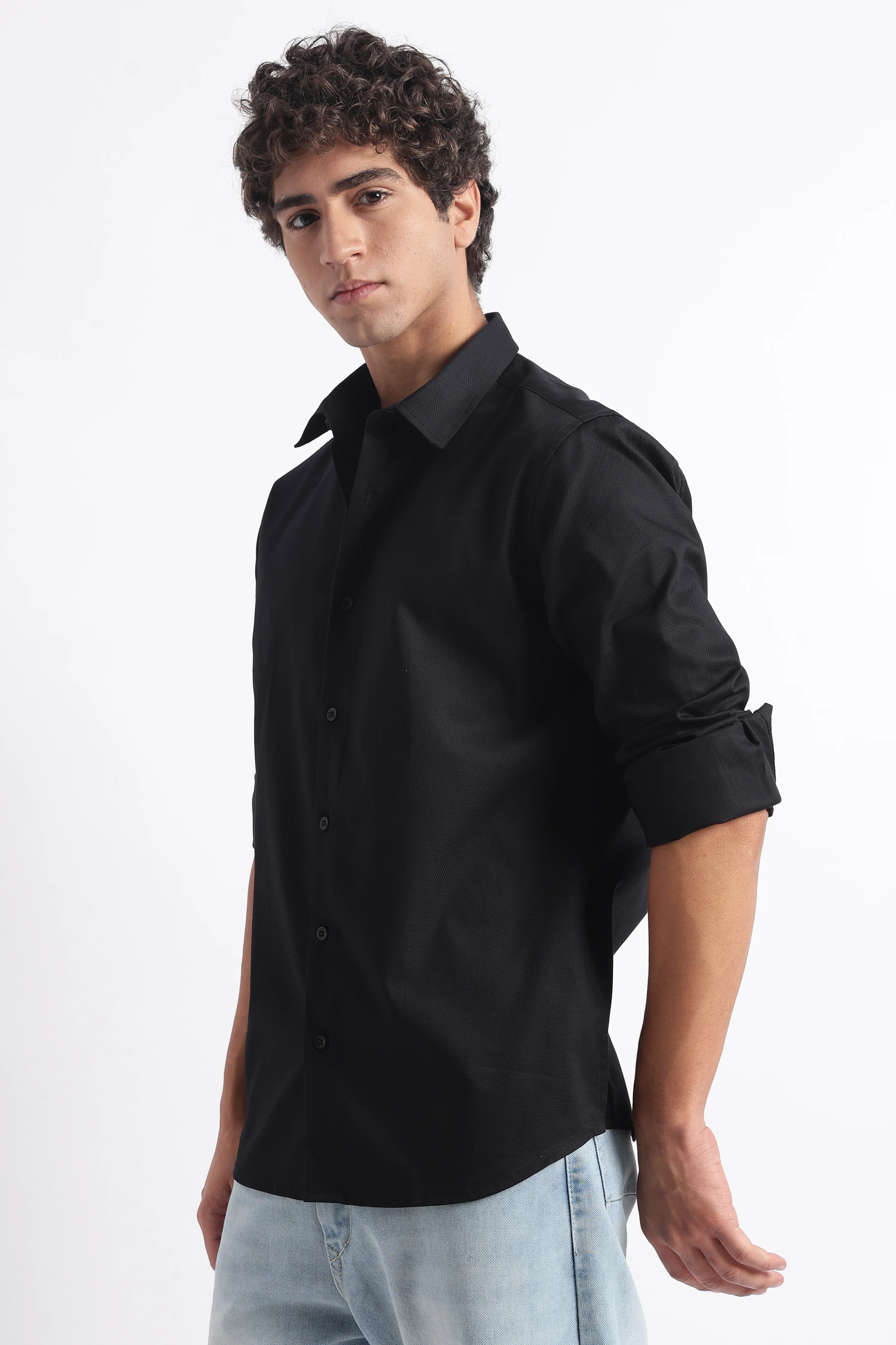 Men Classic Dobby Solid Shirt - Image 3