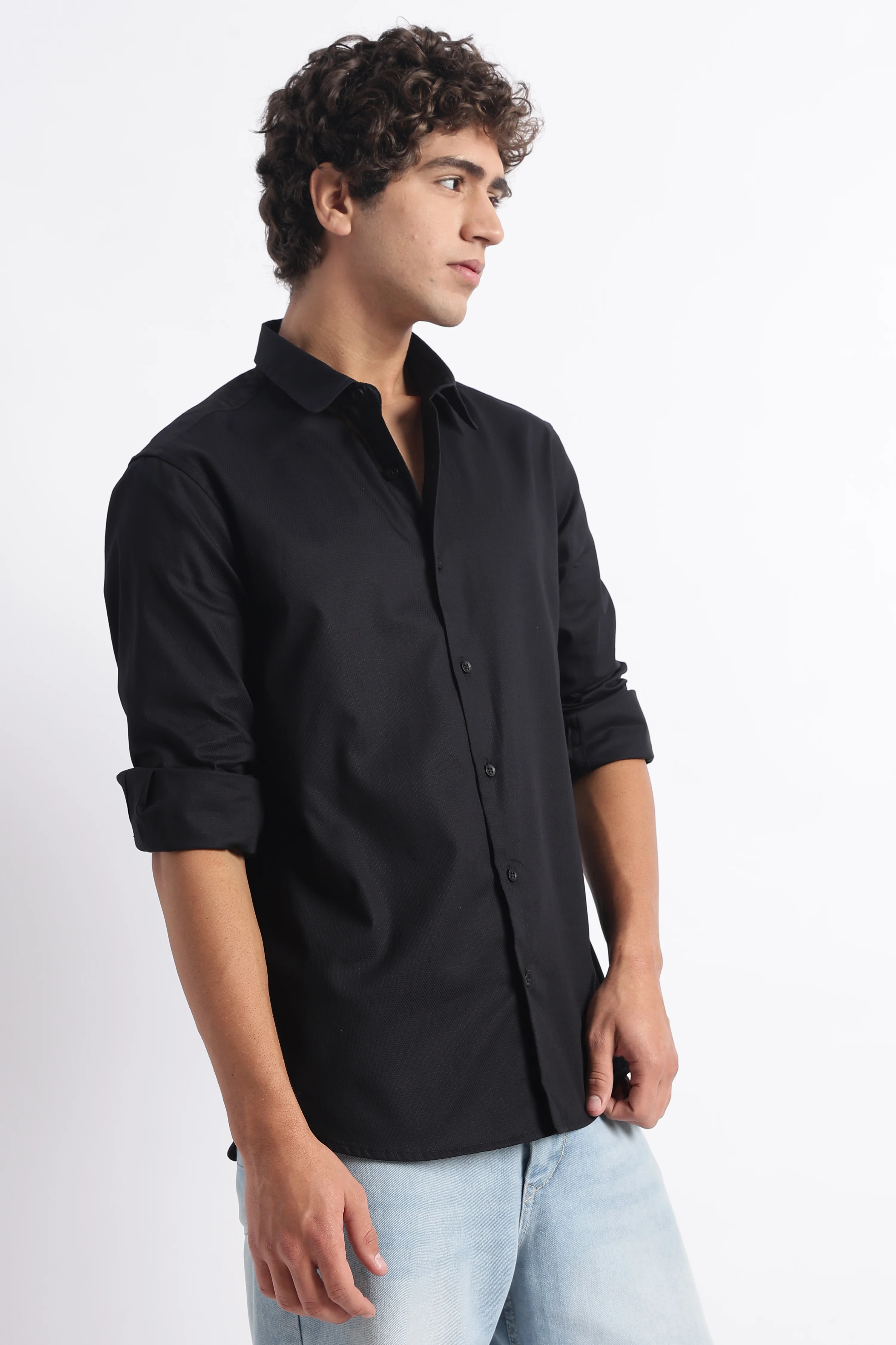 Men Classic Dobby Solid Shirt - Image 4