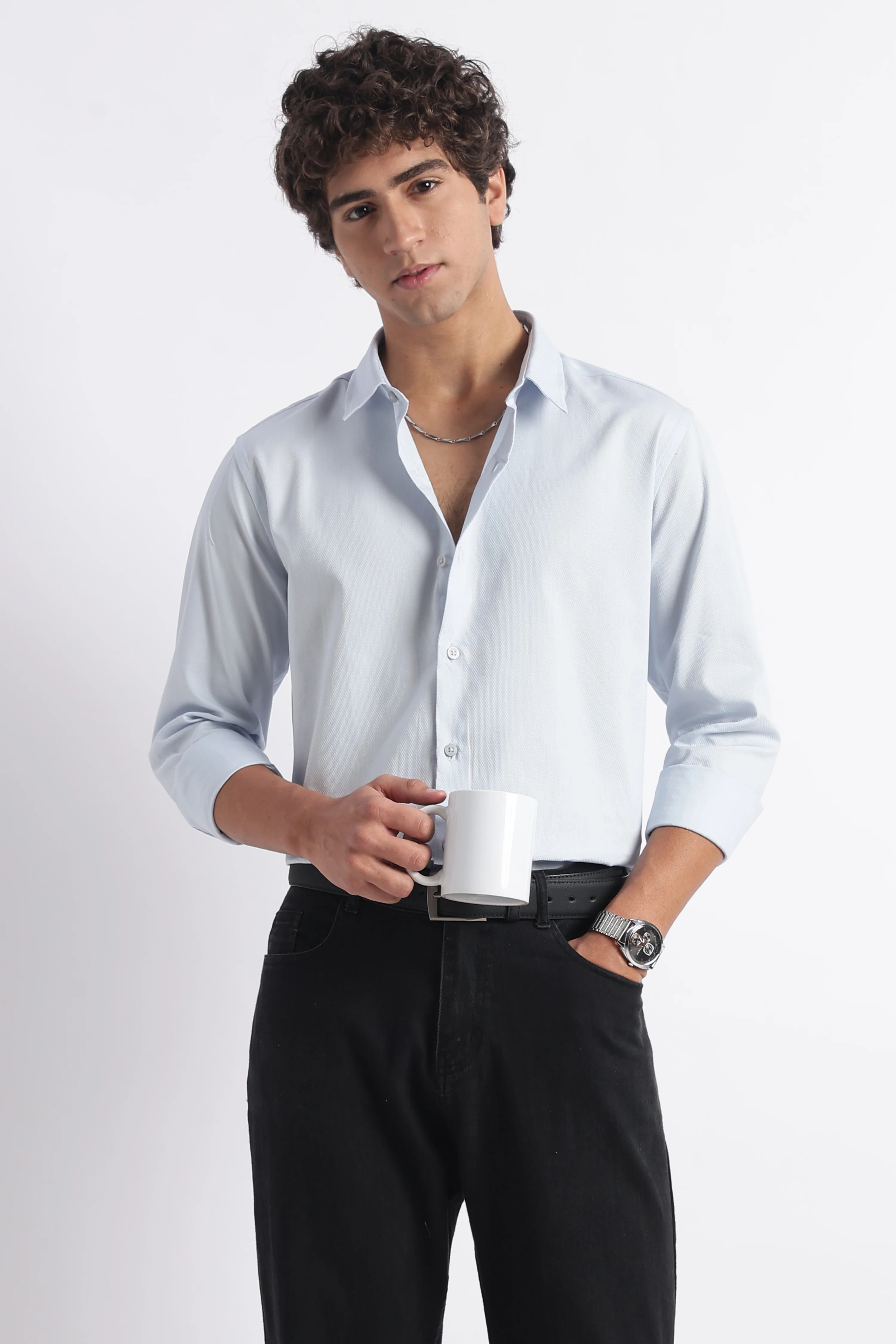 Men Classic Dobby Solid Shirt