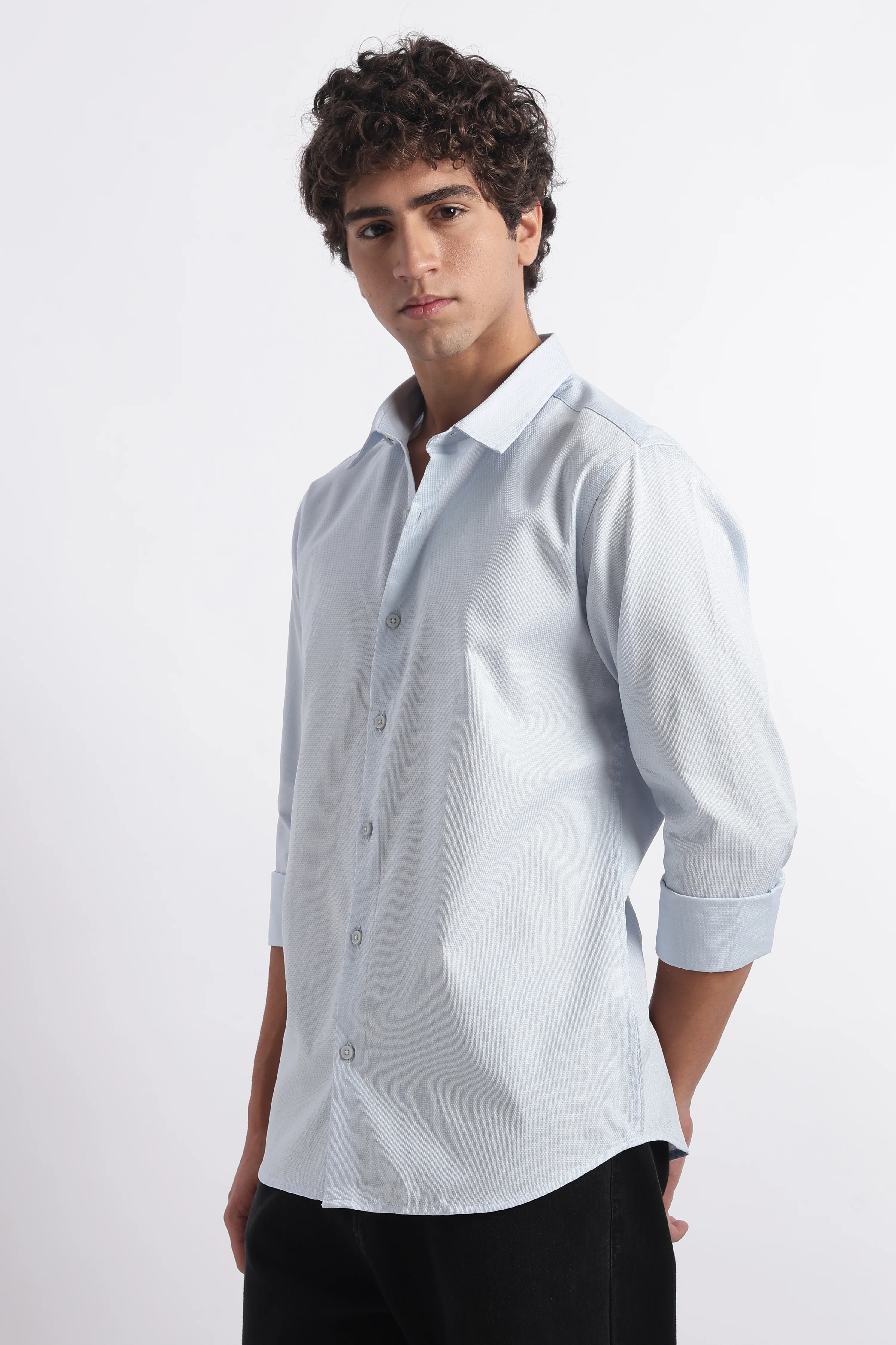 Men Classic Dobby Solid Shirt - Image 3