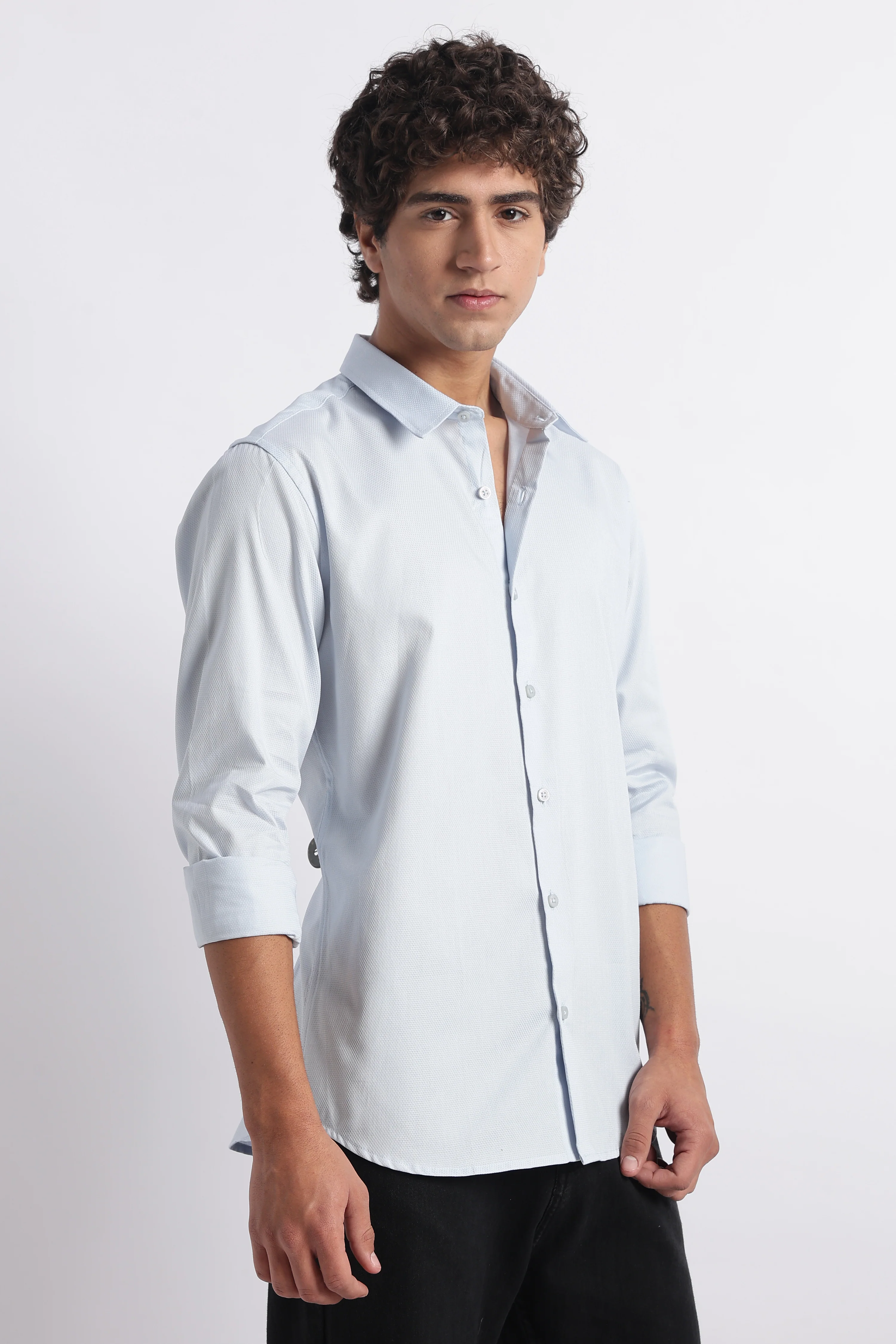 Men Classic Dobby Solid Shirt - Image 4