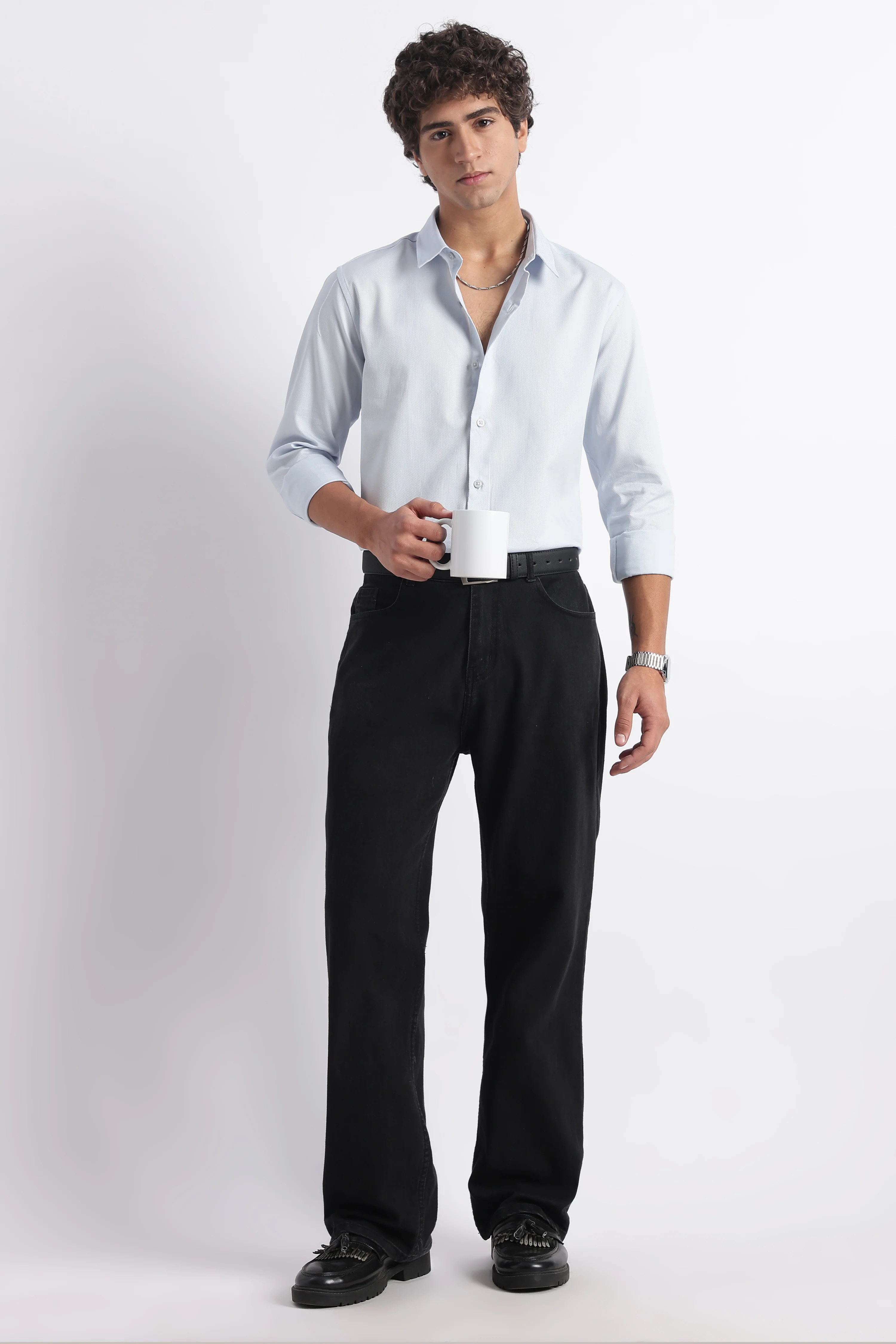 Men Classic Dobby Solid Shirt - Image 5