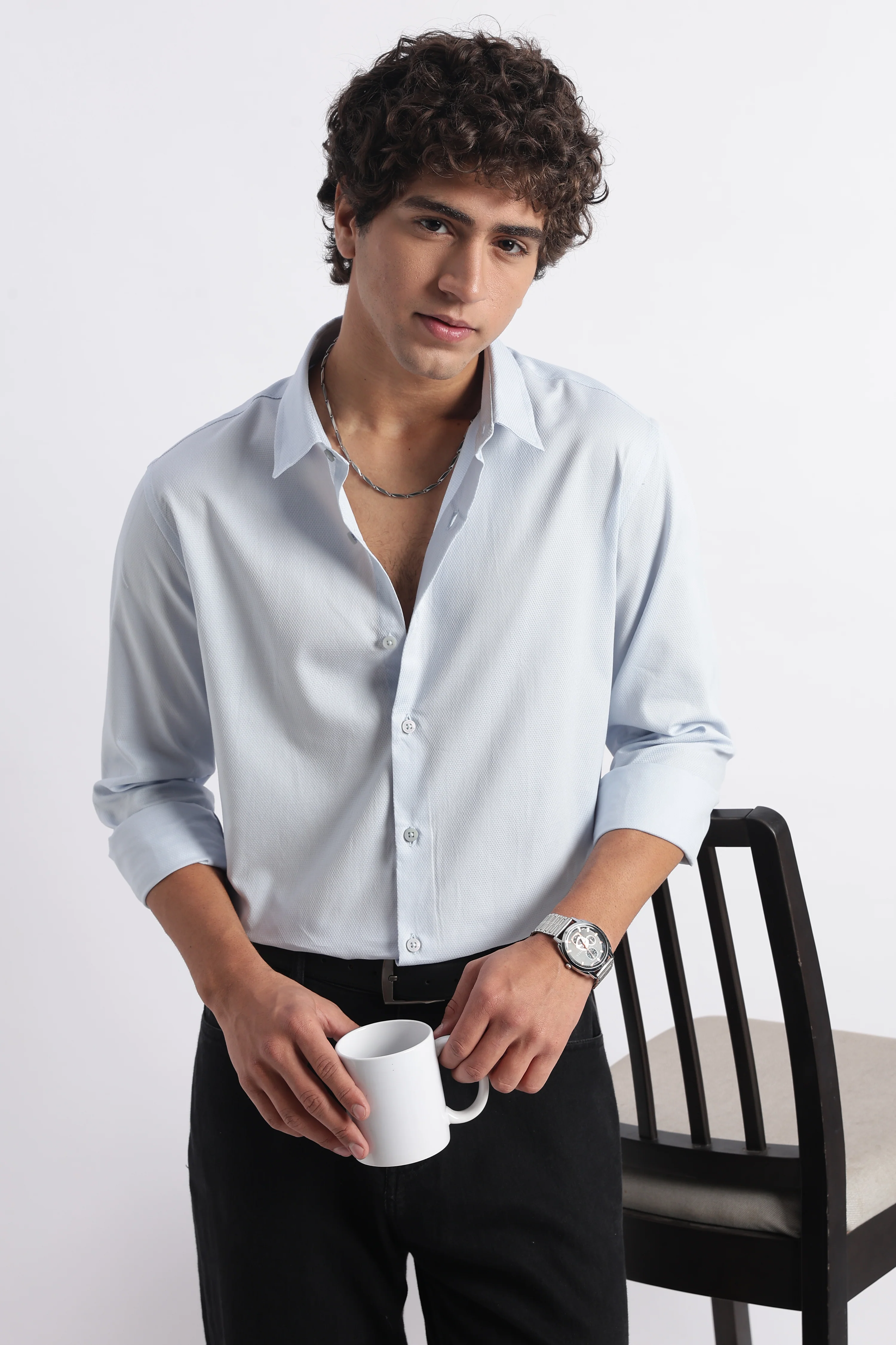 Men Classic Dobby Solid Shirt - Image 6